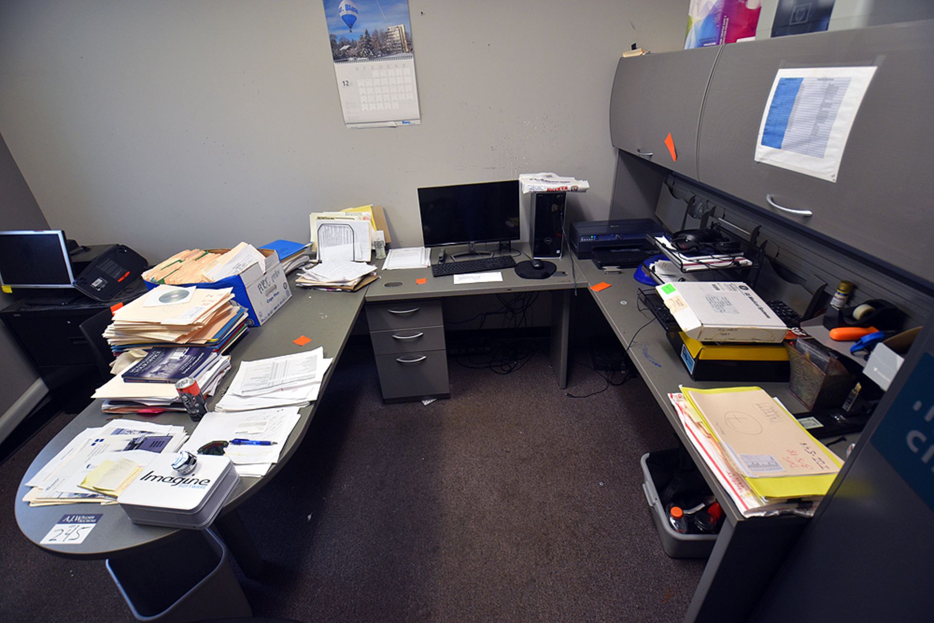 {LOT} U-Shape Office Desk w/ Leather Chair etc. - Image 2 of 5