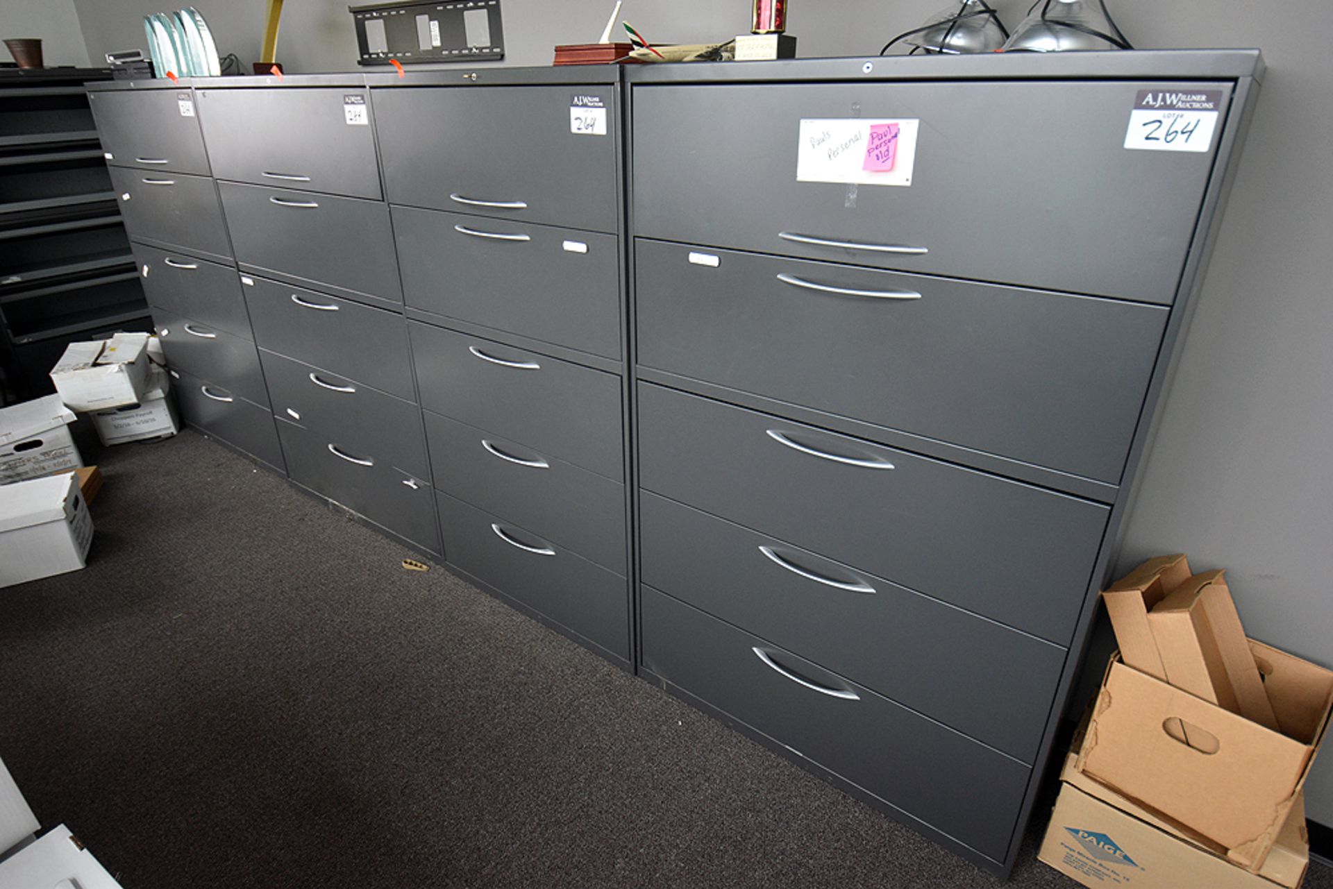 {each} (9) 5-Draw File Cabinets