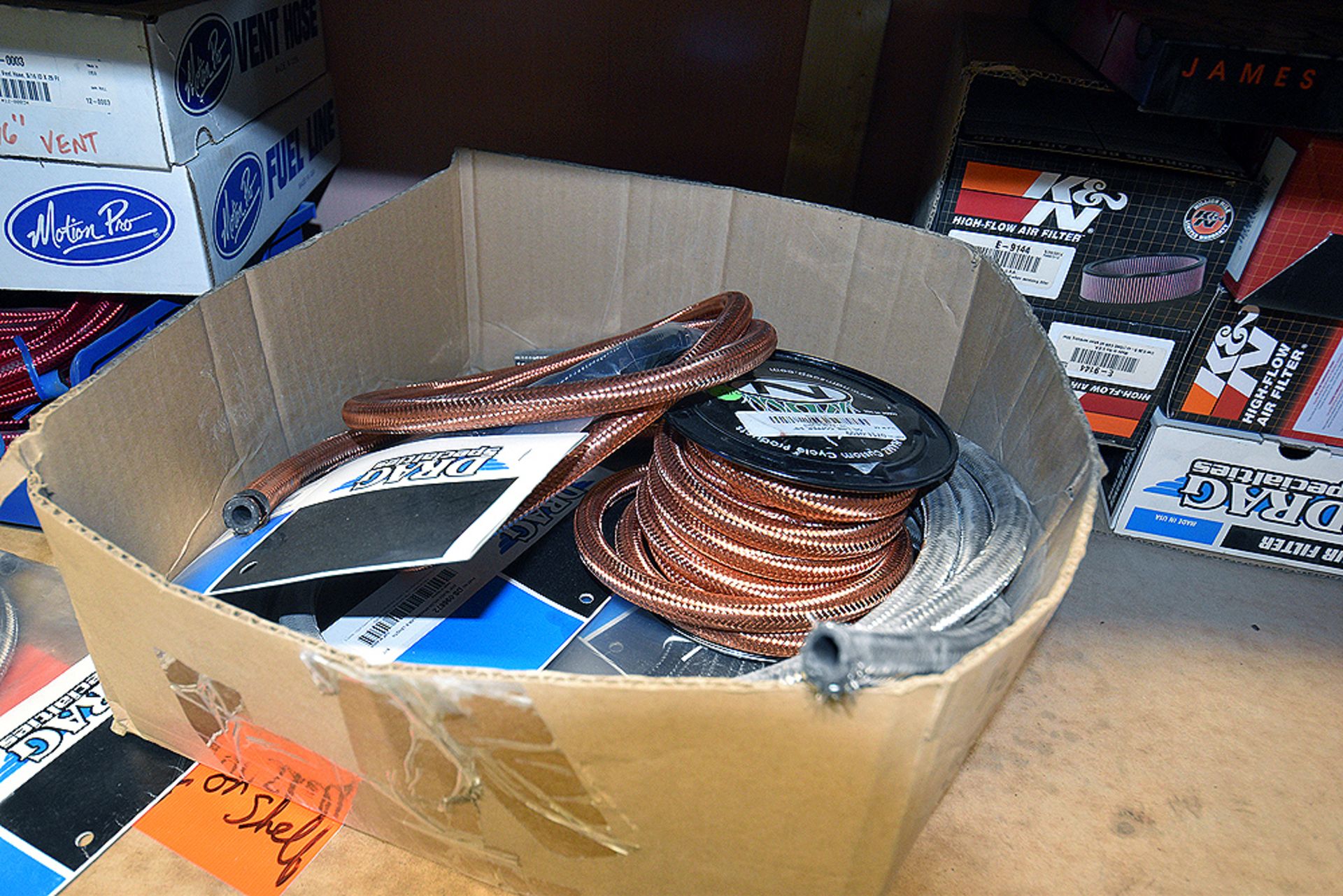 {LOT} Motorcycle Air Filters, Braided Hose, and Motion Pro Fuel Line - Image 3 of 4