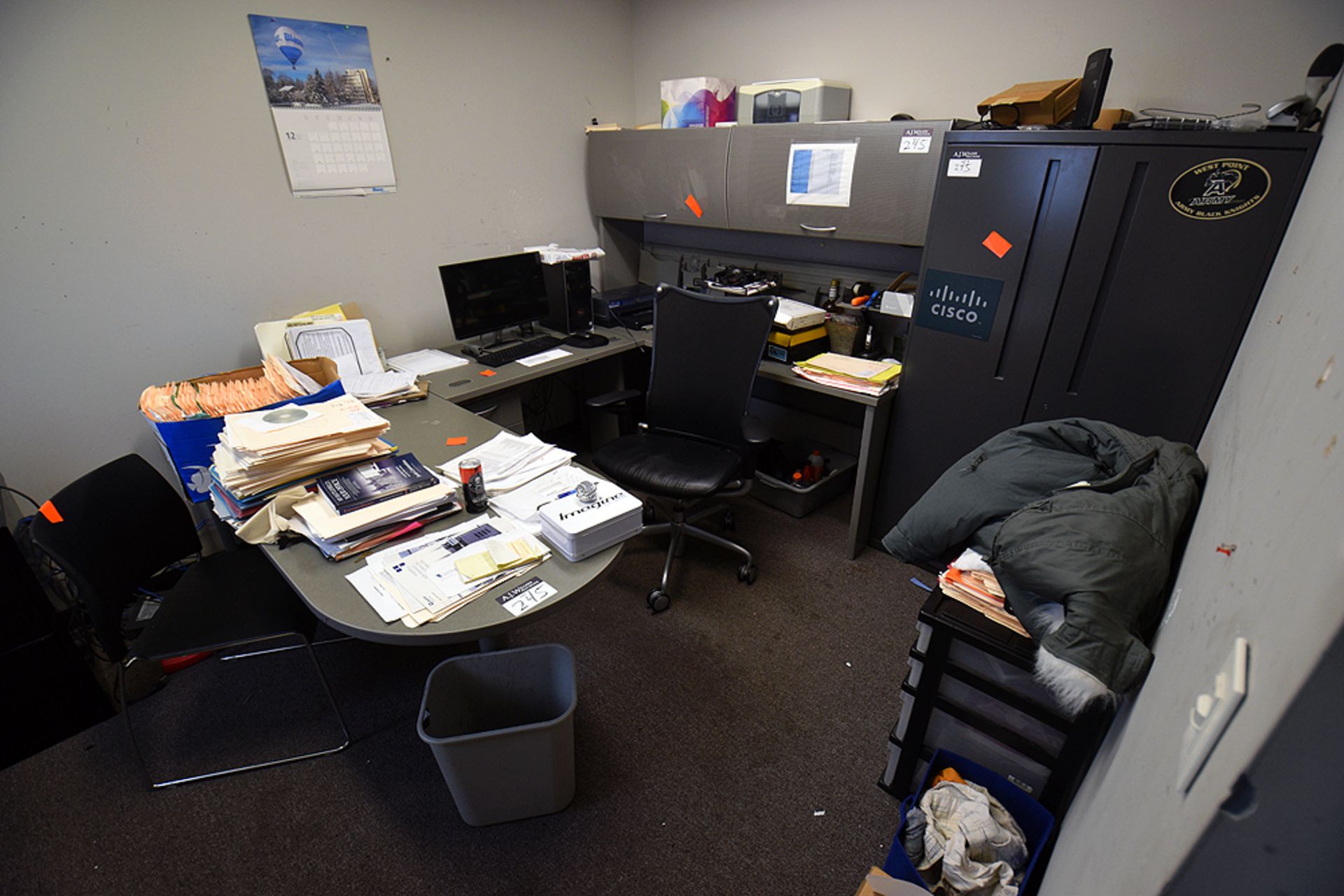 {LOT} U-Shape Office Desk w/ Leather Chair etc.