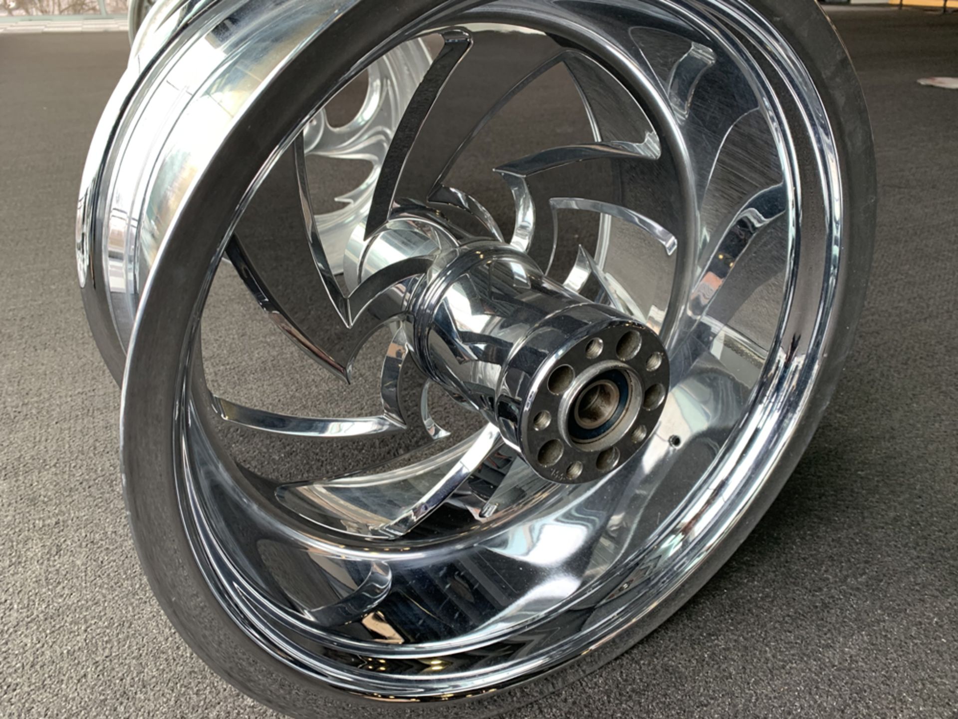 Custom Chrome Motorcycle Rim, 19"x11" - Image 4 of 4