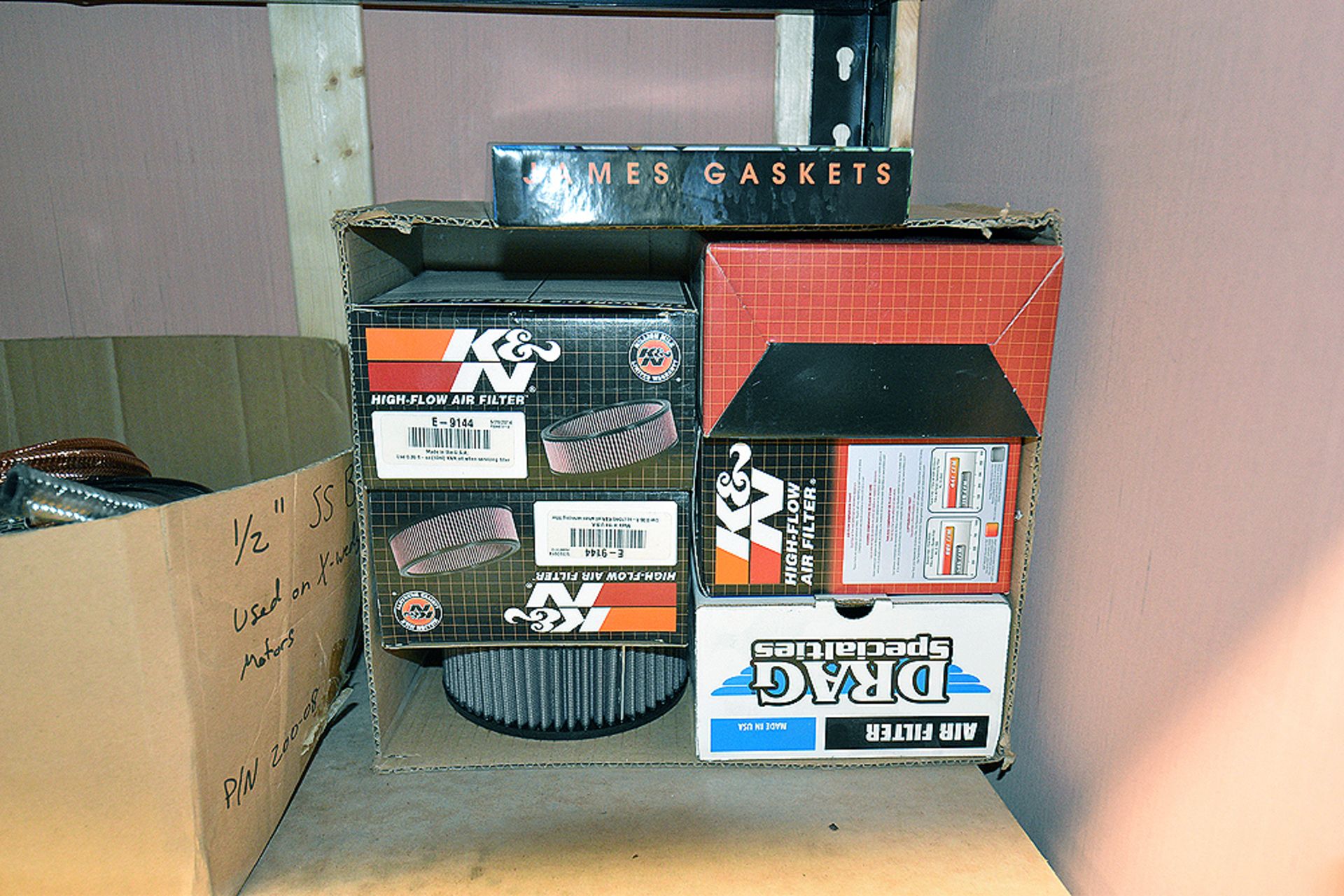 {LOT} Motorcycle Air Filters, Braided Hose, and Motion Pro Fuel Line - Image 2 of 4