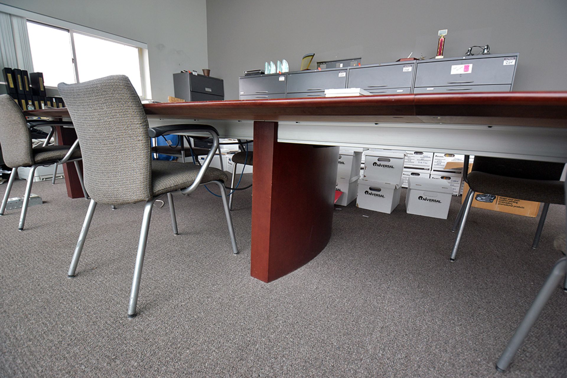 Executive Wood Conference Table (18'L. x 54"W. x 29"H) w/ (8) Ass't Chairs - Image 4 of 5