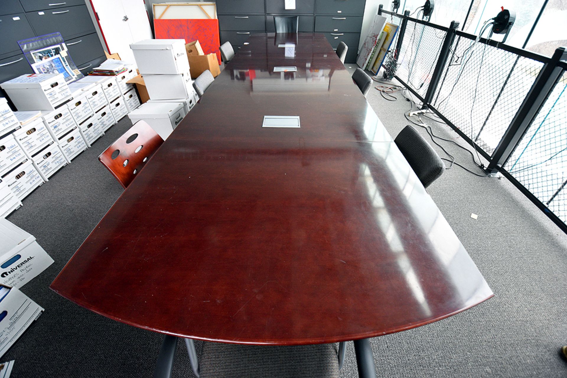 Executive Wood Conference Table (18'L. x 54"W. x 29"H) w/ (8) Ass't Chairs - Image 3 of 5