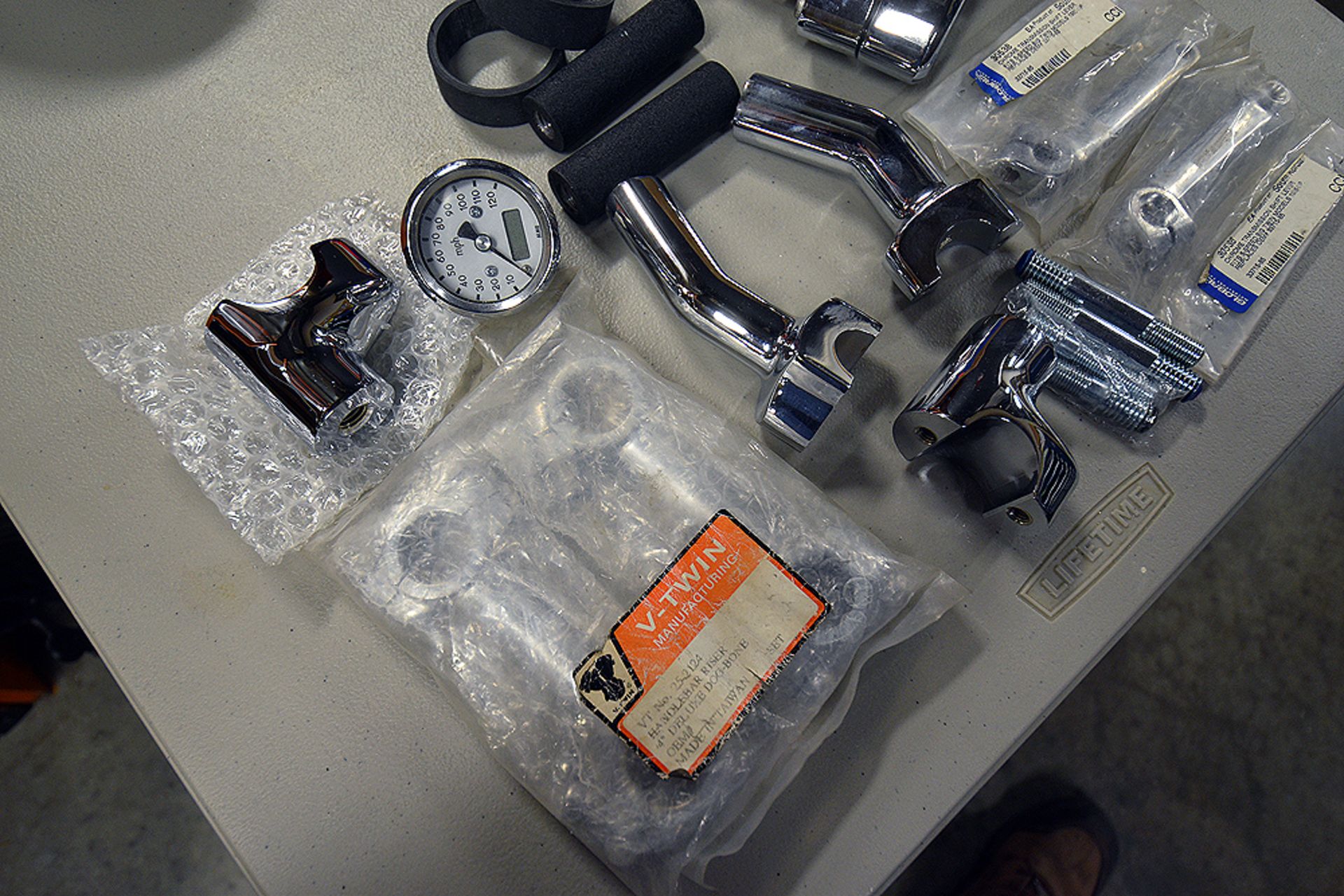 {LOT} Chrome Handle Bar Components - Image 2 of 3