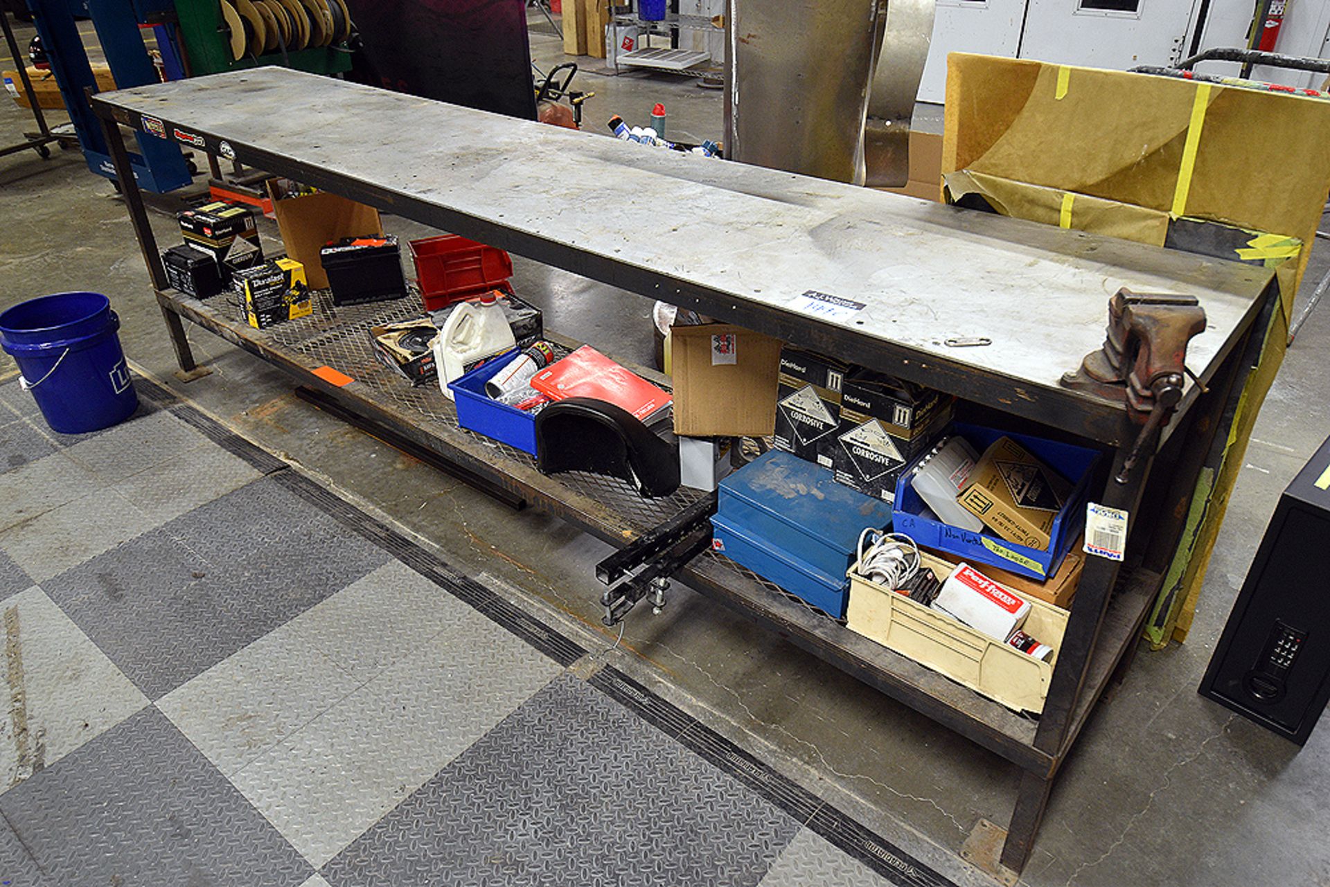 {LOT} Steel Work Bench (2'x10') w/ 3" Vise