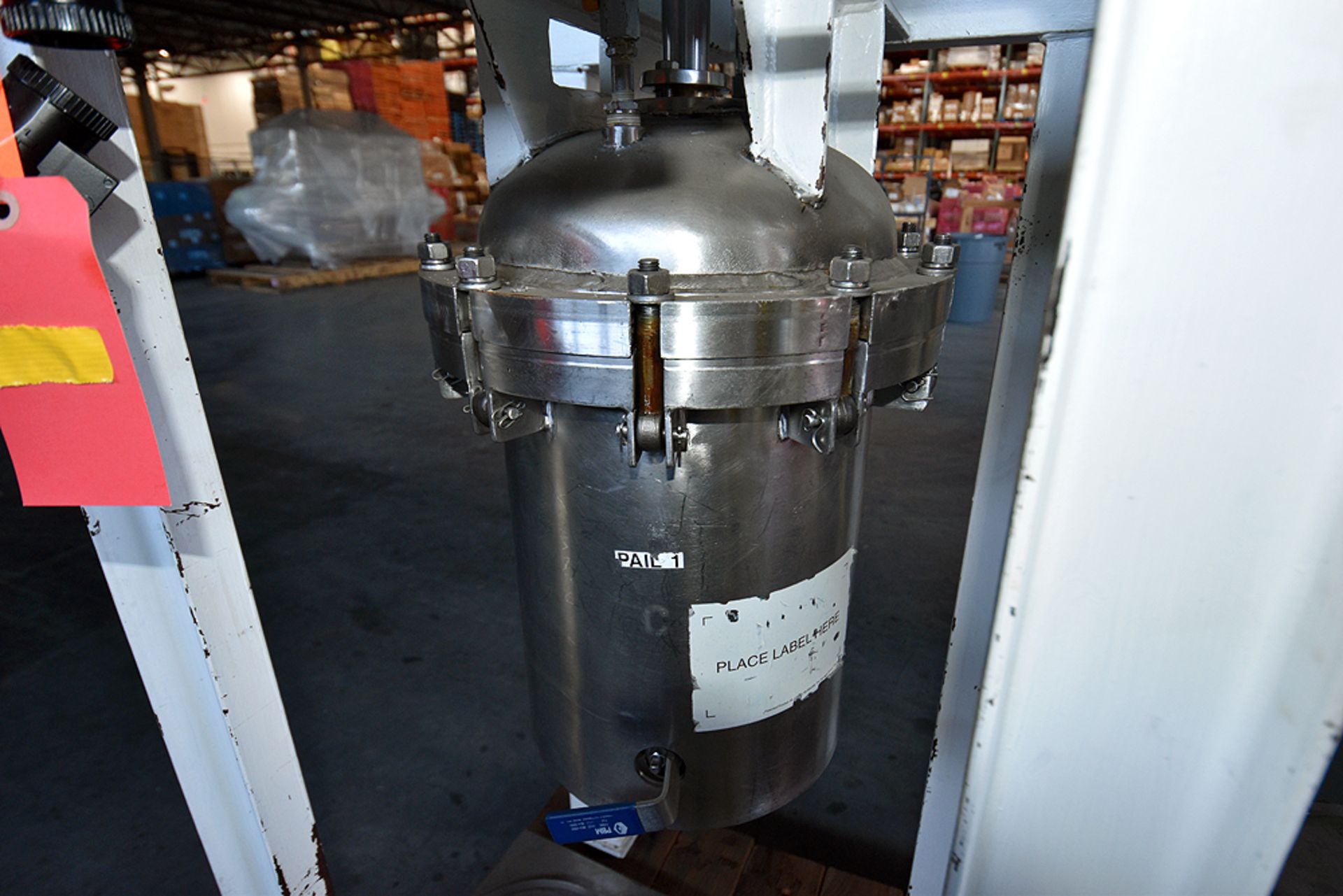 Group of (2) Nordson 5 Liter, Stainless Steel Pressure Pots Mounted on Custom Stand - Image 4 of 13