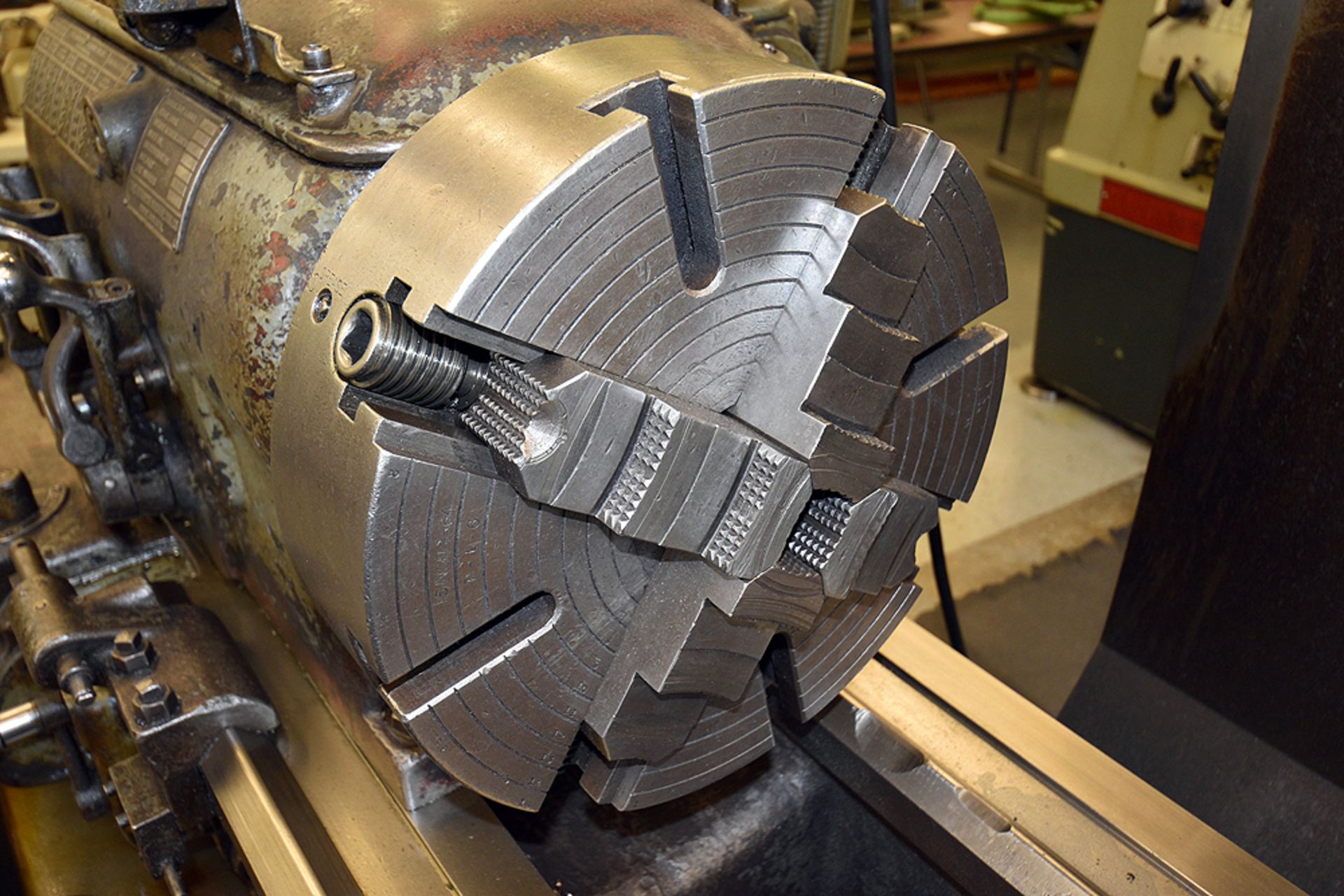 Monarch Model 18"BB Lathe, (48" DBC and 20.5" Swing) w/Union No. 564 D-1-6 4-Jaw Chuck (15"x 4 3/8") - Image 6 of 12