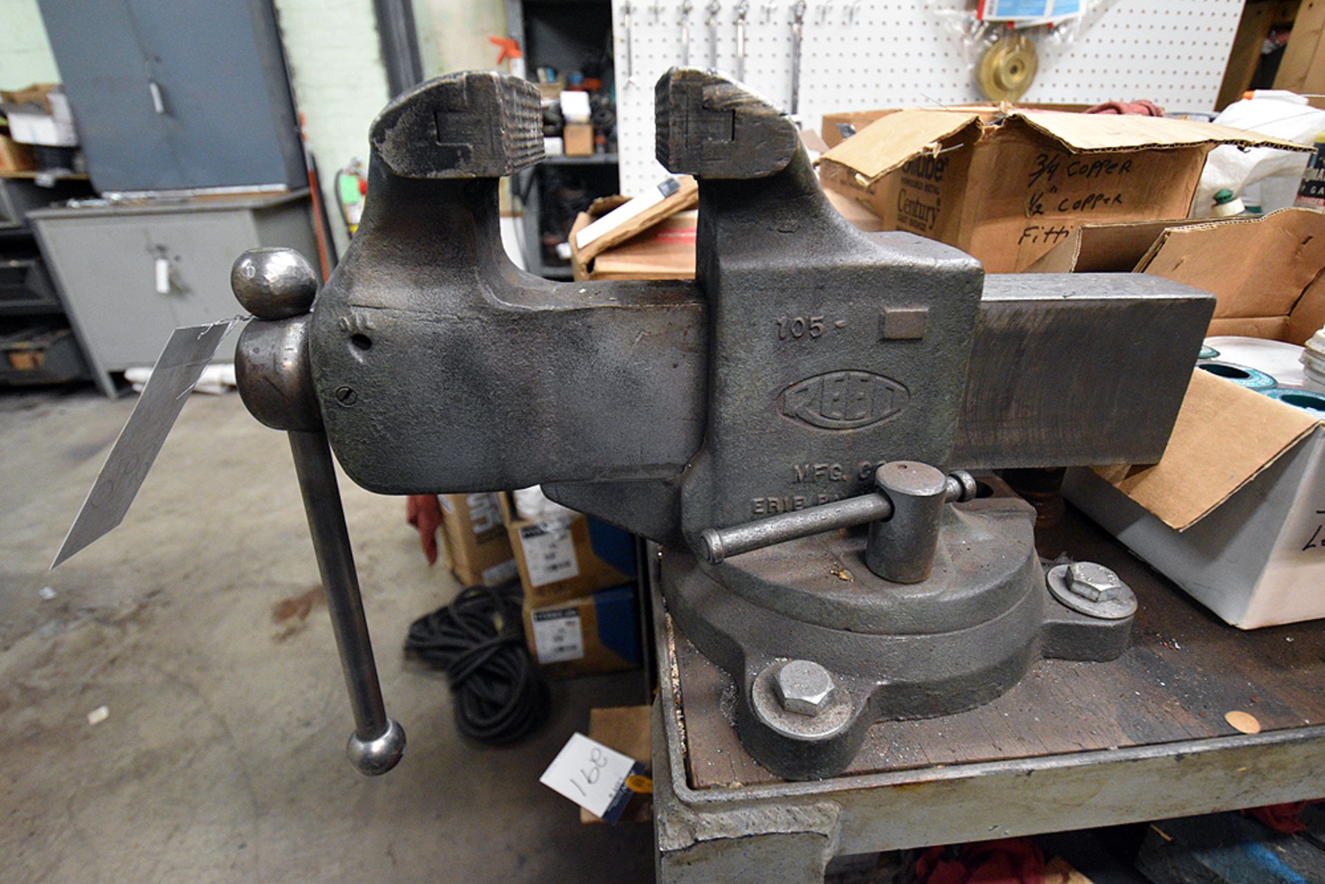 Reed No. 105 Bench Vise w/Steel Work Table (48" W. x 48" L. x 36" D.) - Image 2 of 5