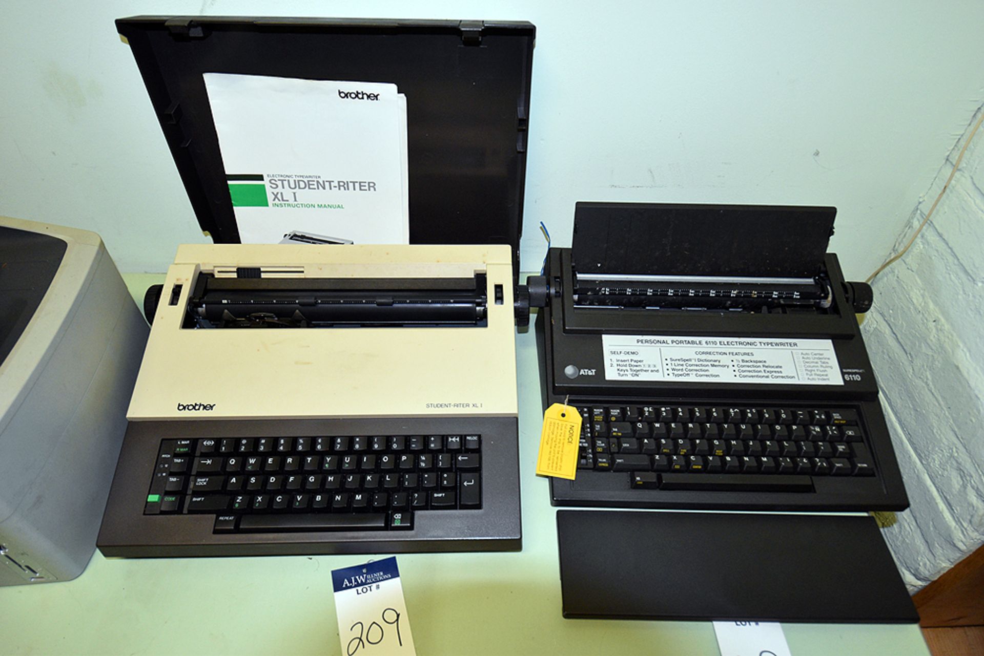 HP Officejet 7310, Brother Student Writer XL 1, AT&T Superspell 6110, Table & File Cabinet