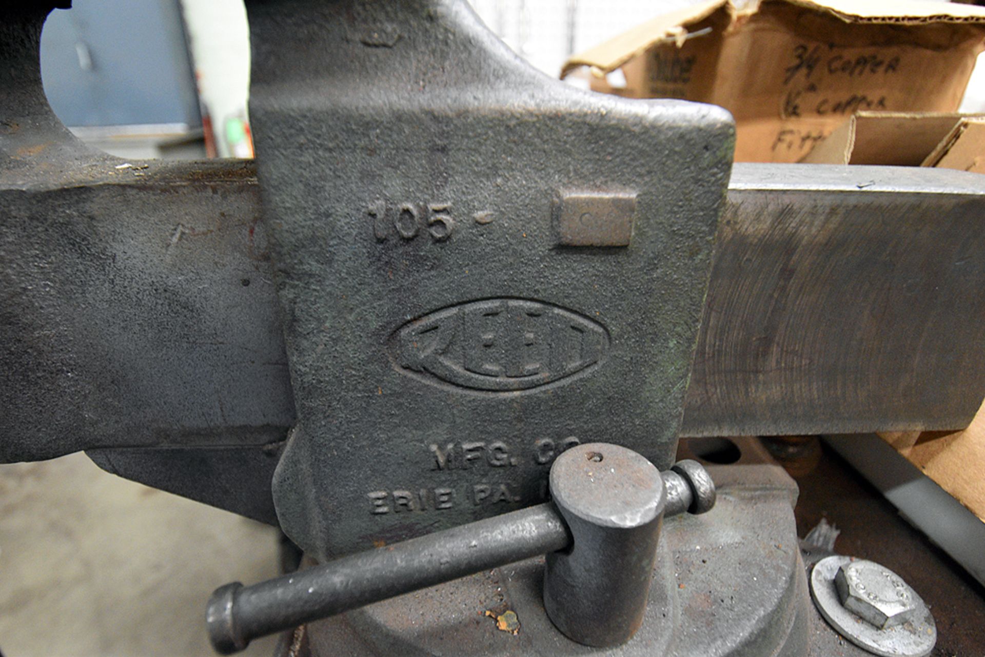 Reed No. 105 Bench Vise w/Steel Work Table (48" W. x 48" L. x 36" D.) - Image 3 of 5