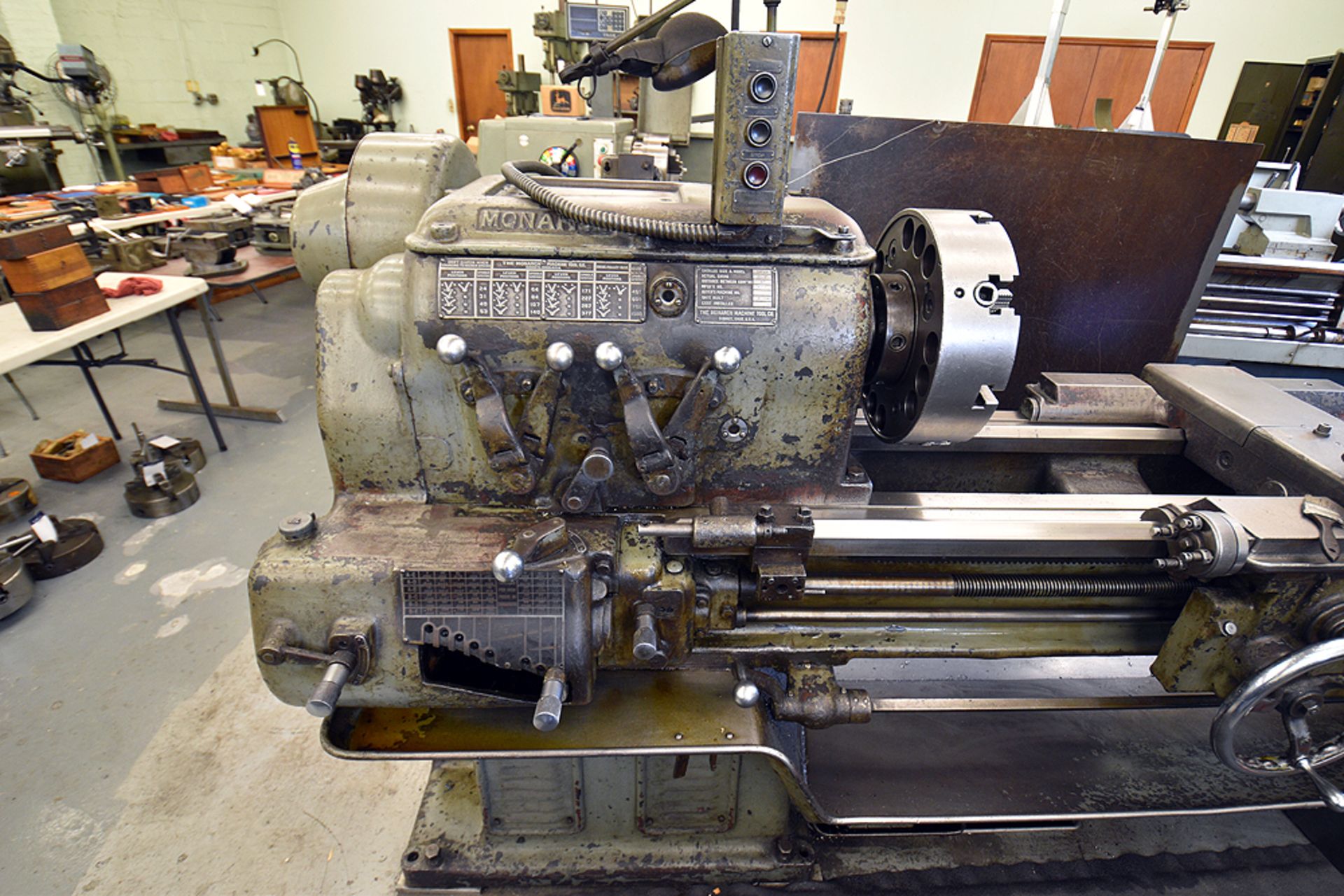 Monarch Model 18"BB Lathe, (48" DBC and 20.5" Swing) w/Union No. 564 D-1-6 4-Jaw Chuck (15"x 4 3/8") - Image 4 of 12