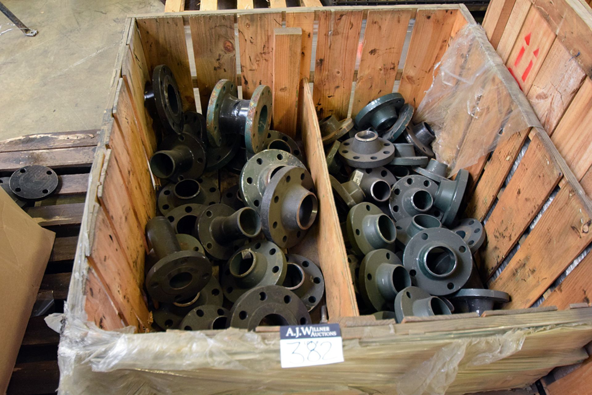 A Group of Black & Green Steel Buttweld Fittings & Flanges, 3" to 10" (on 6 pallets & Rolling Cart) - Image 6 of 8