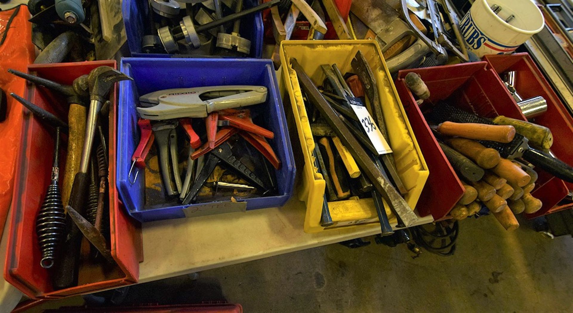 A Large Group of Ass't Hand Tools Including Saws, Chipping Hammers, Chisels, Pipe Cutters, and Wire - Image 2 of 5