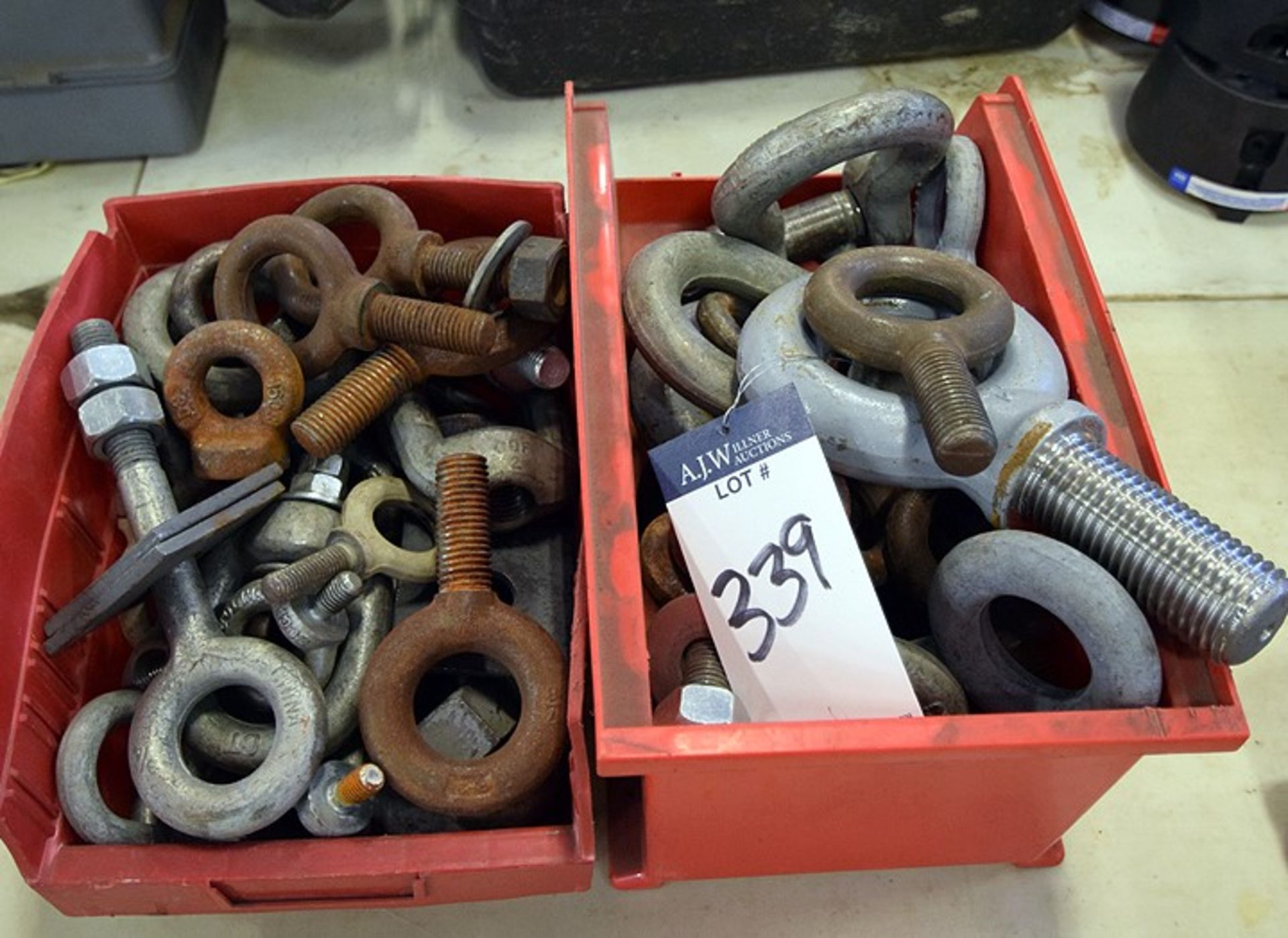 Ass't Group of Different Size Steel Eye Bolts