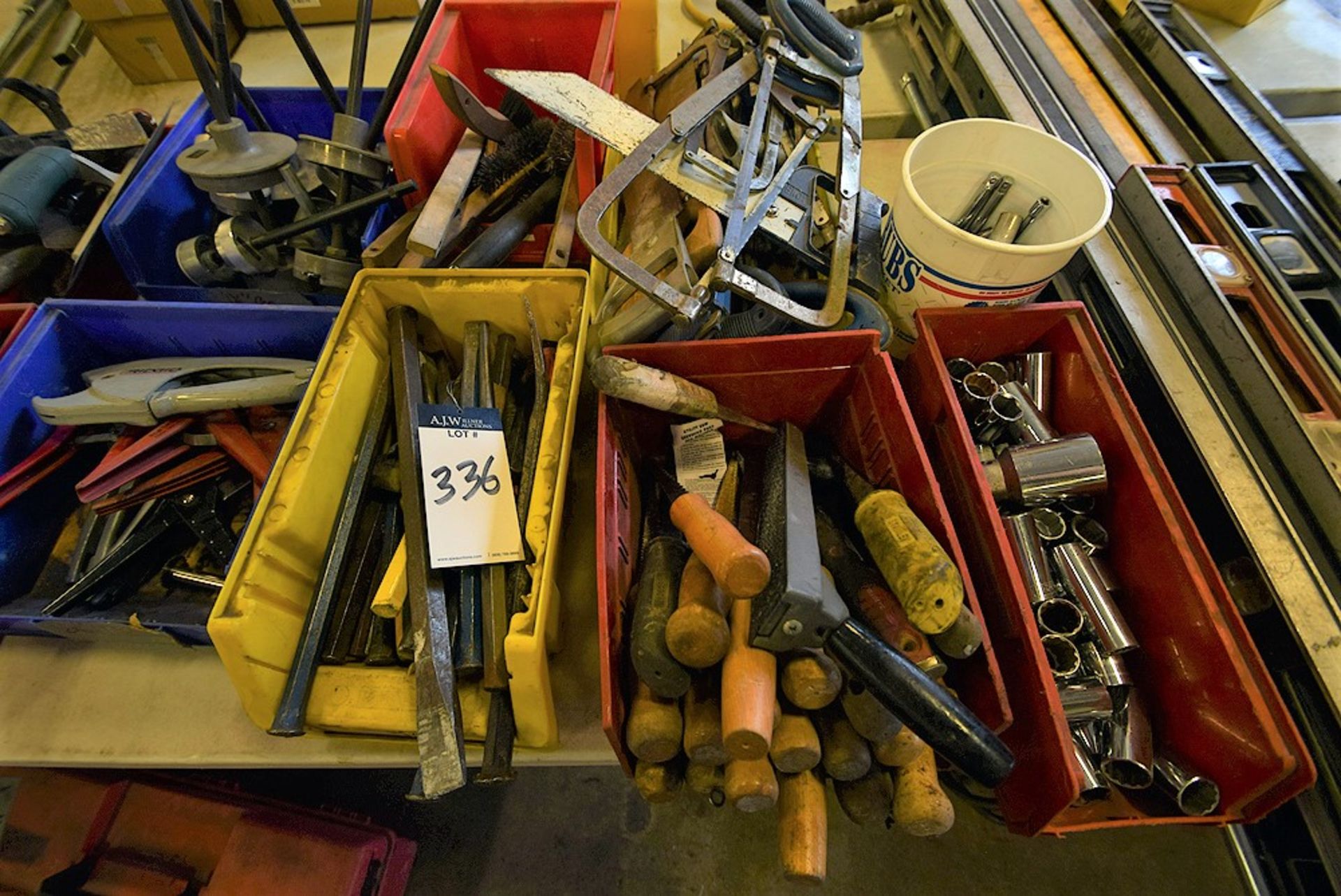 A Large Group of Ass't Hand Tools Including Saws, Chipping Hammers, Chisels, Pipe Cutters, and Wire - Image 5 of 5