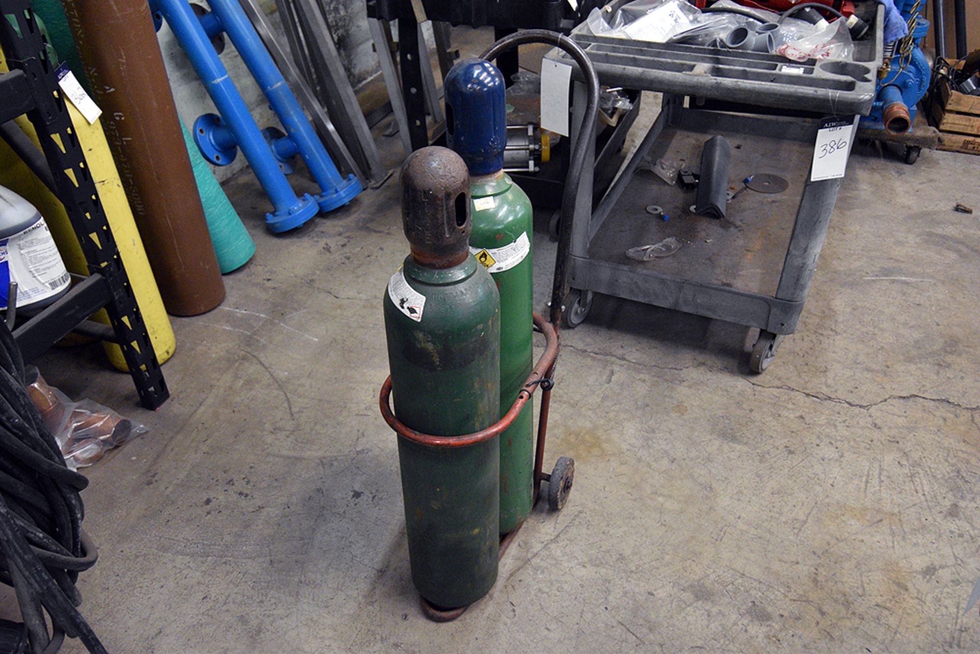 Group of (2) Oxygen Tanks w/ Cart