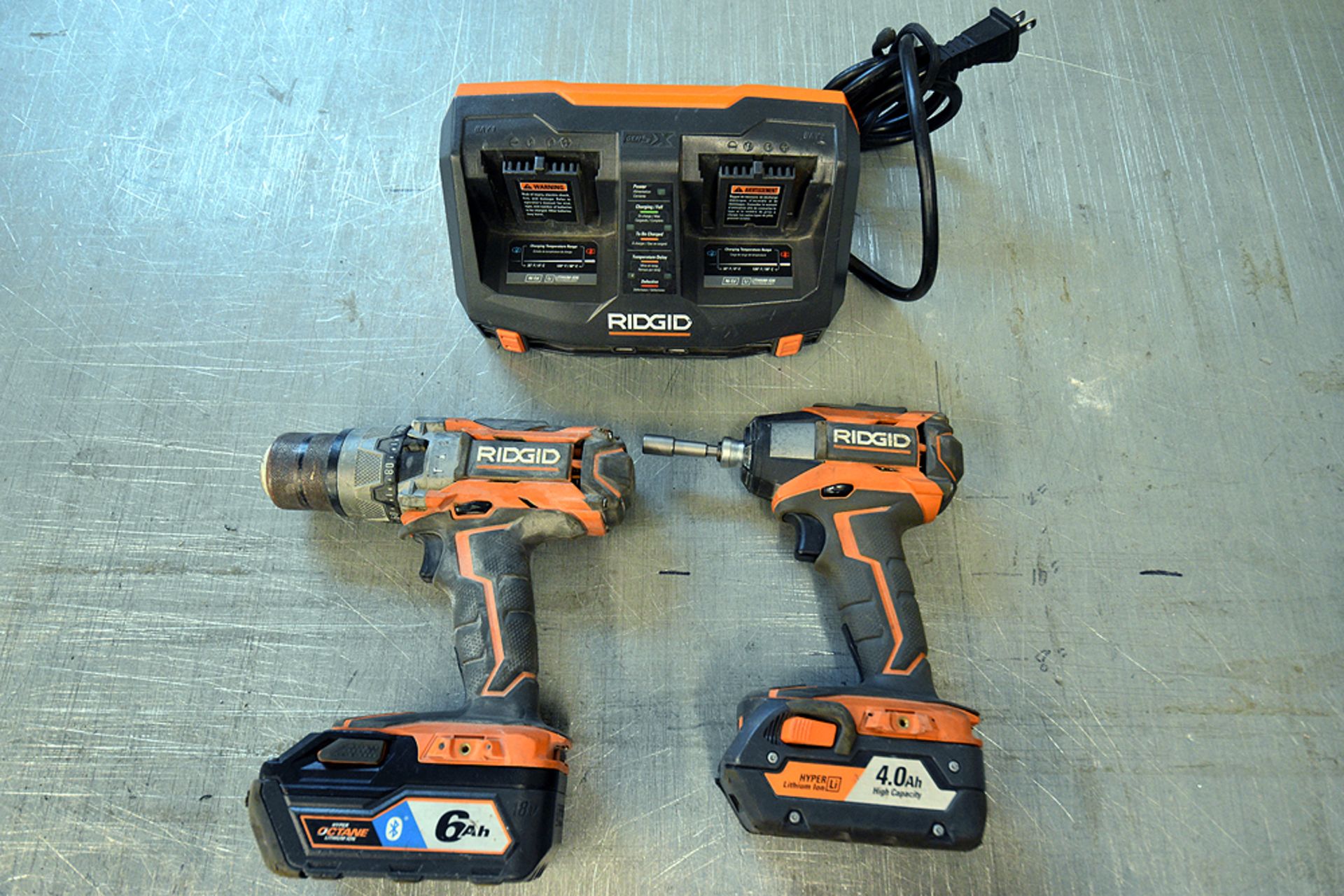 {LOT} A Group of Ass't Ridgid Drills & Charger