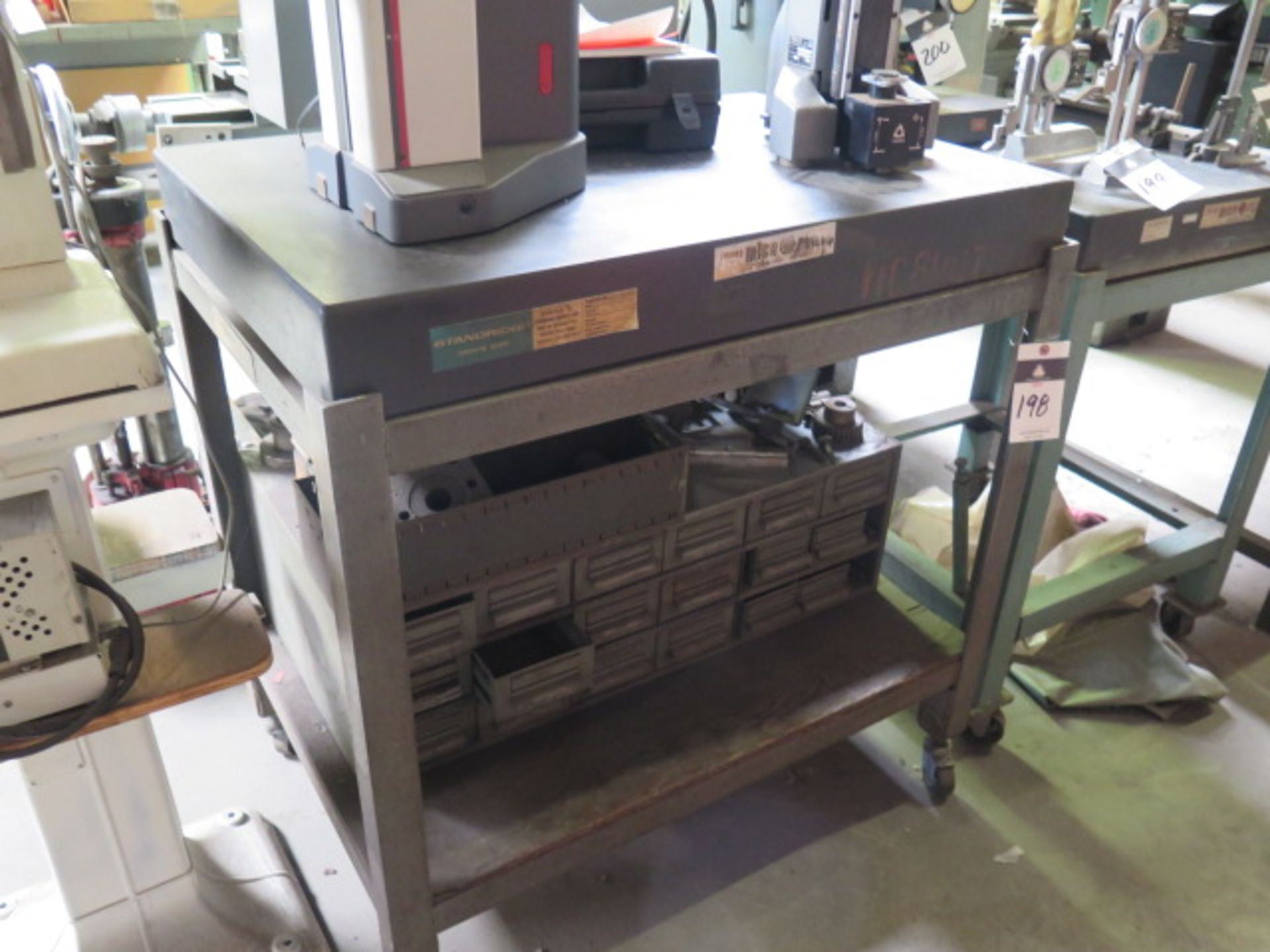 Mictoflat 24" x 36" x 4" Granite Surface Plate w/ Roll Stand and Parts Cabinet w/ Misc Tooling (SOLD - Image 2 of 4