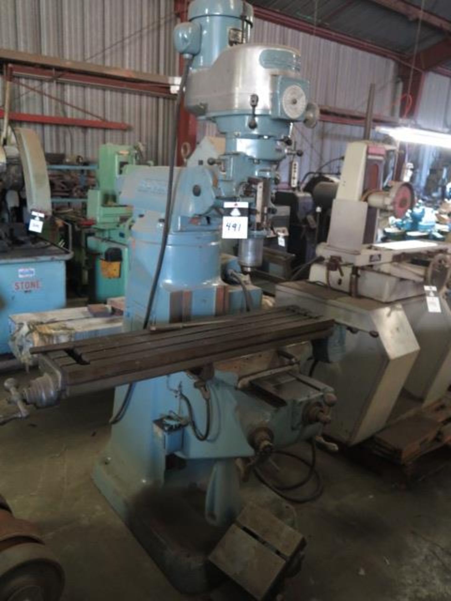 Bridgeport Vertical Mill s/n 157150 w/ 1.5Hp Motor, 60-4200 RPM, Power Feed, 9” x 42”, SOLD AS IS