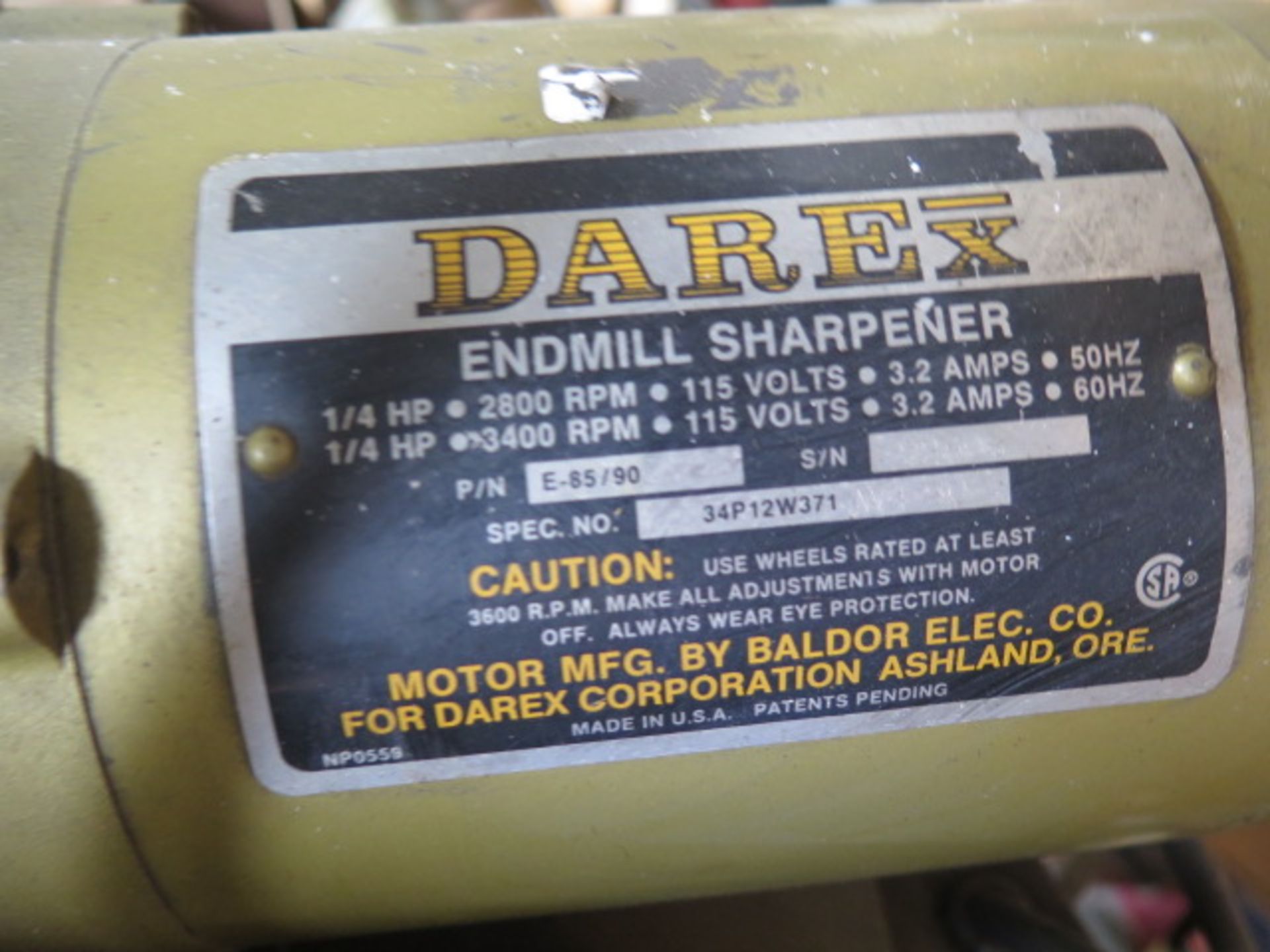 Darex E-90 Precision Endmill Sharpener w/ 5C Air Fixture, Stand (SOLD AS-IS - NO WARRANTY) - Image 6 of 6