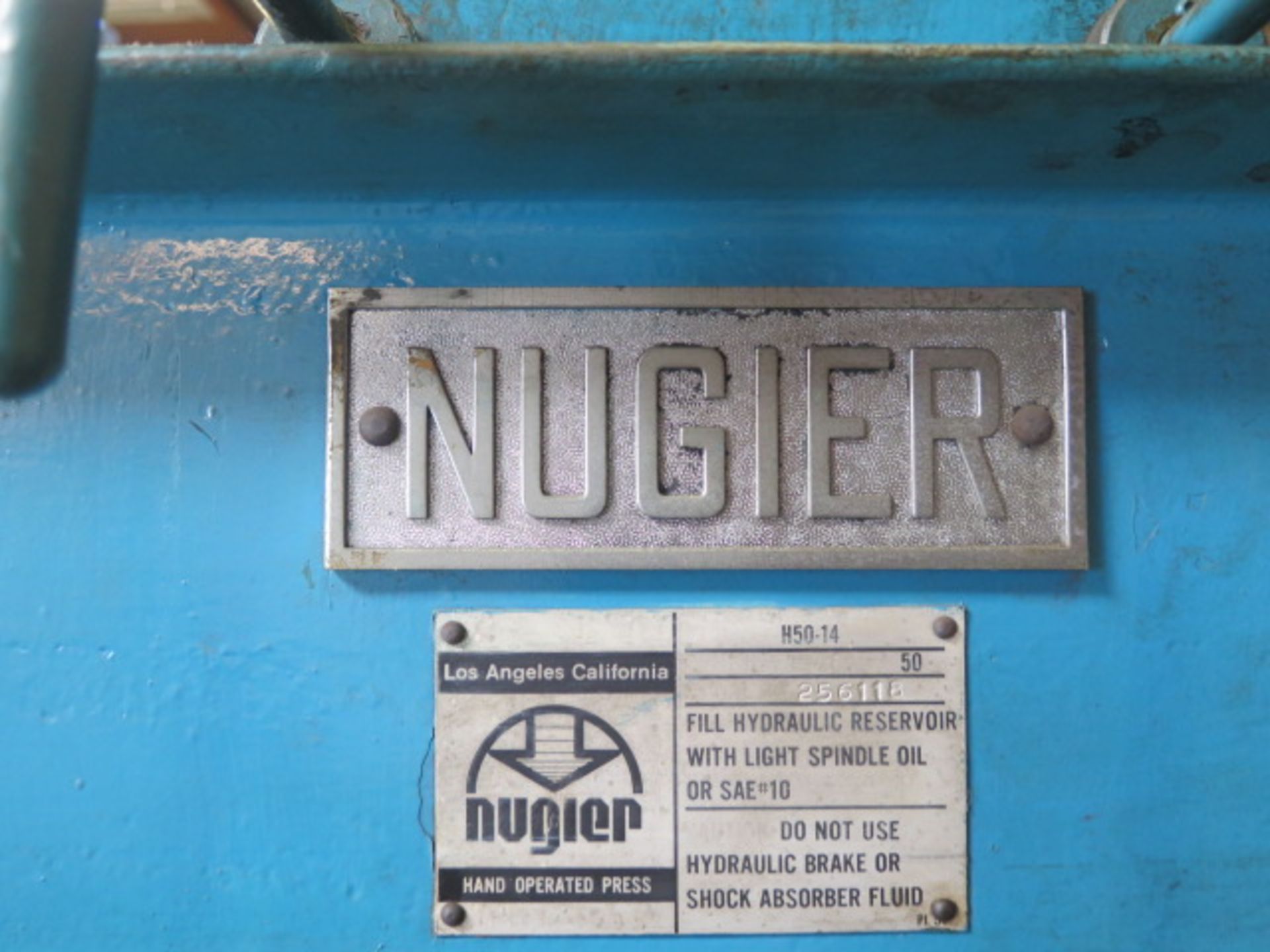 Nugier H50-H 50-Ton Sliding Ram Hydraulic H-Frame Press s/n 256118 (SOLD AS-IS - NO WARRANTY) - Image 6 of 6