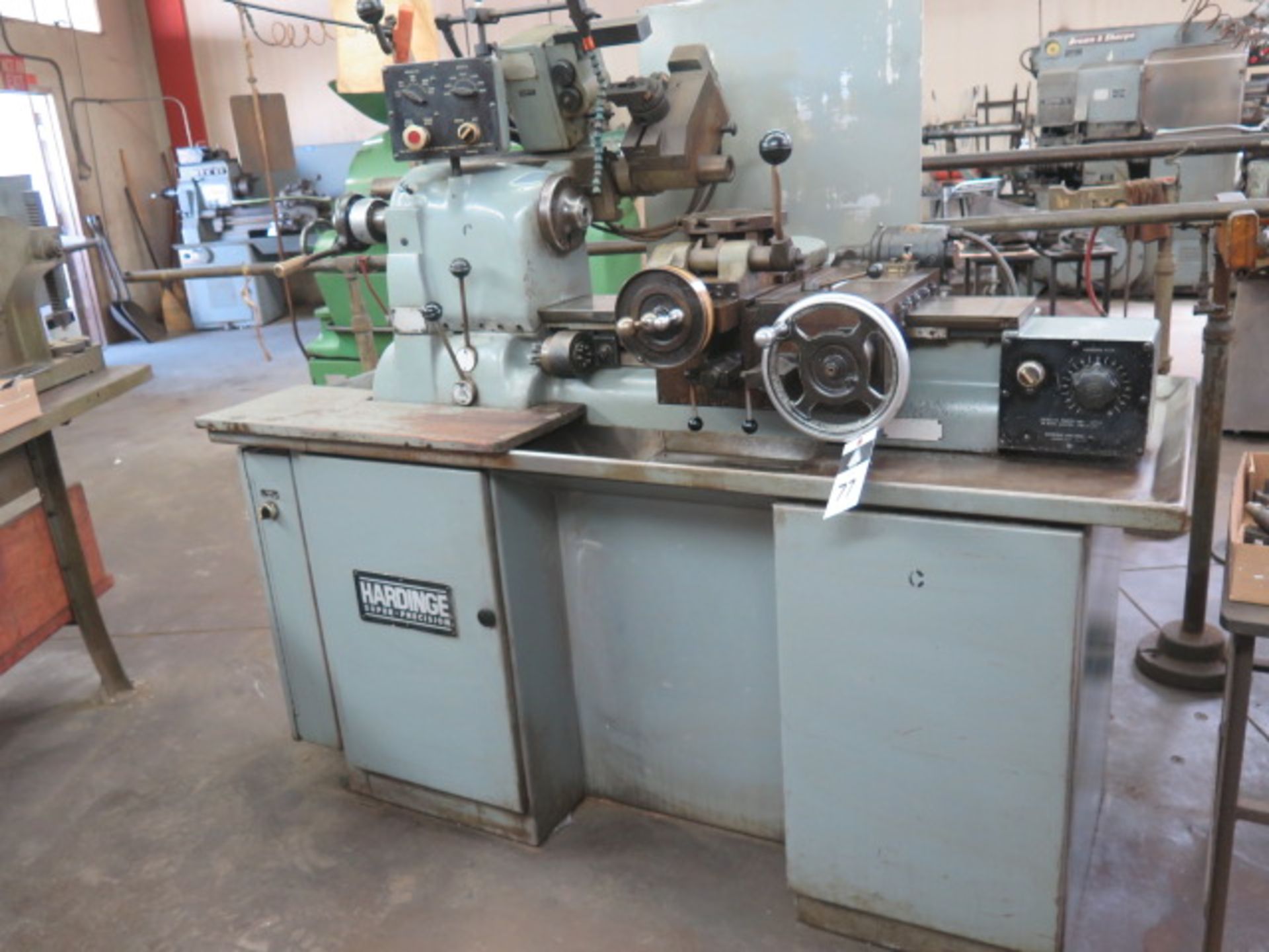 Hardinge HC Hand Chucker s/n HC-5029-T w/ Threading Attachment, 125-3000 RPM, 5C SOLD AS IS - Image 2 of 14