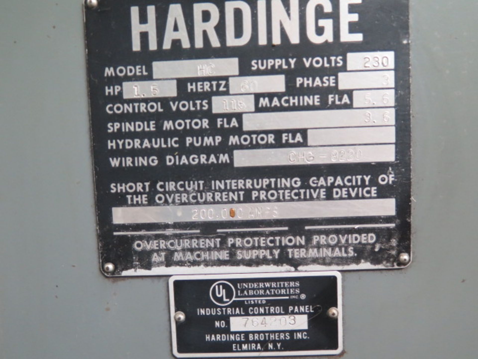 Hardinge HC Hand Chucker s/n HC-5029-T w/ Threading Attachment, 125-3000 RPM, 5C SOLD AS IS - Image 14 of 14