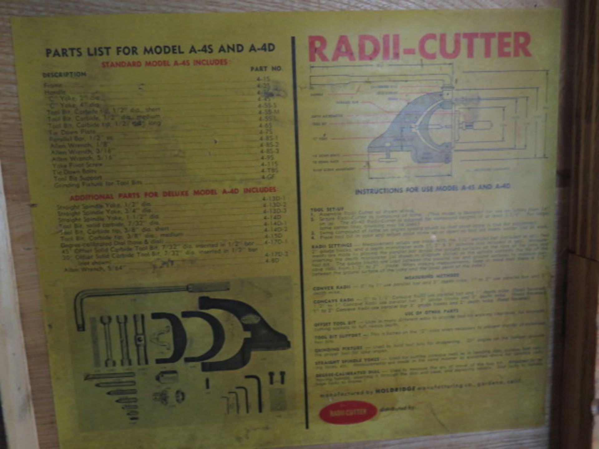 Holdridge 4-D Radii Cutter Set (SOLD AS-IS - NO WARRANTY) - Image 4 of 4