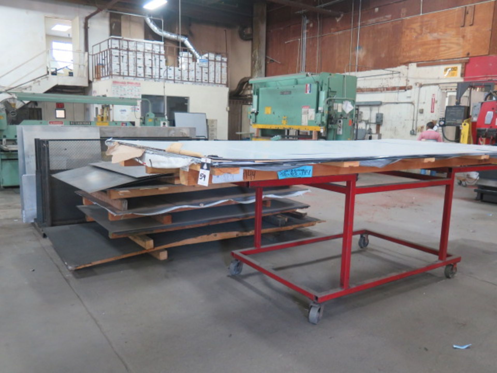 Aluminum, Stainless and Assorted Steel Sheet Stock w/ Rack and Material Cart (SOLD AS-IS - NO