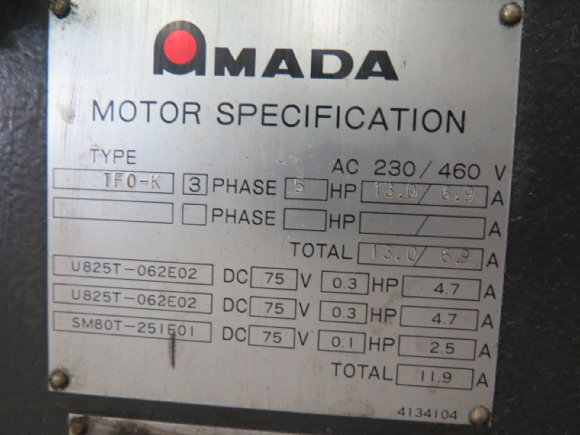 Amada RG-50 50 Ton x 78” CNC Brake s/n 509520 w/ Amada NC9-EX II Control, 78.8” Bed, SOLD AS IS - Image 13 of 13