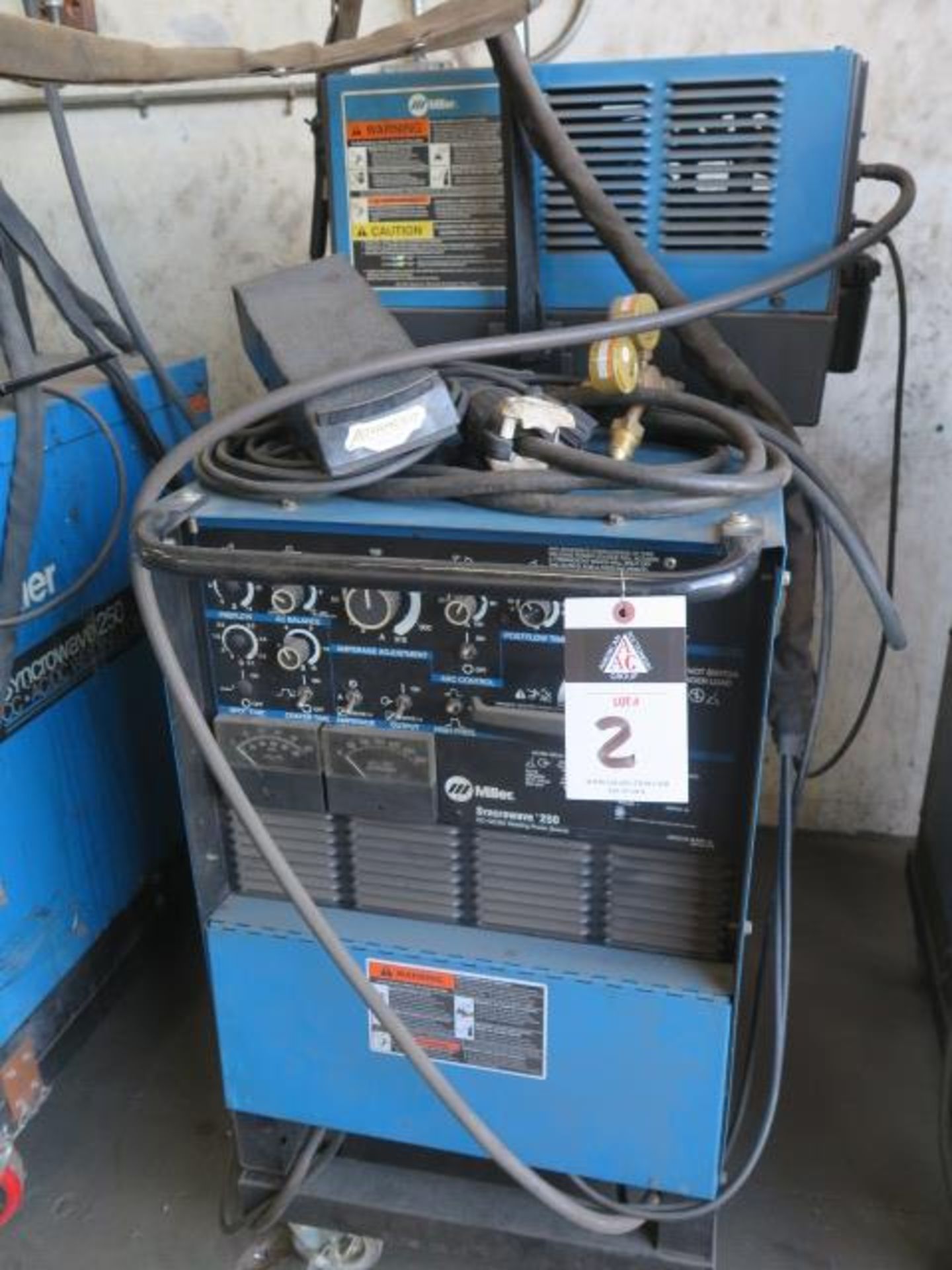 Miller Syncrowave 250 CC-AC/DC Arc Welding Power Source s/n LA238673 w/ Miller Cooler SOLD AS IS