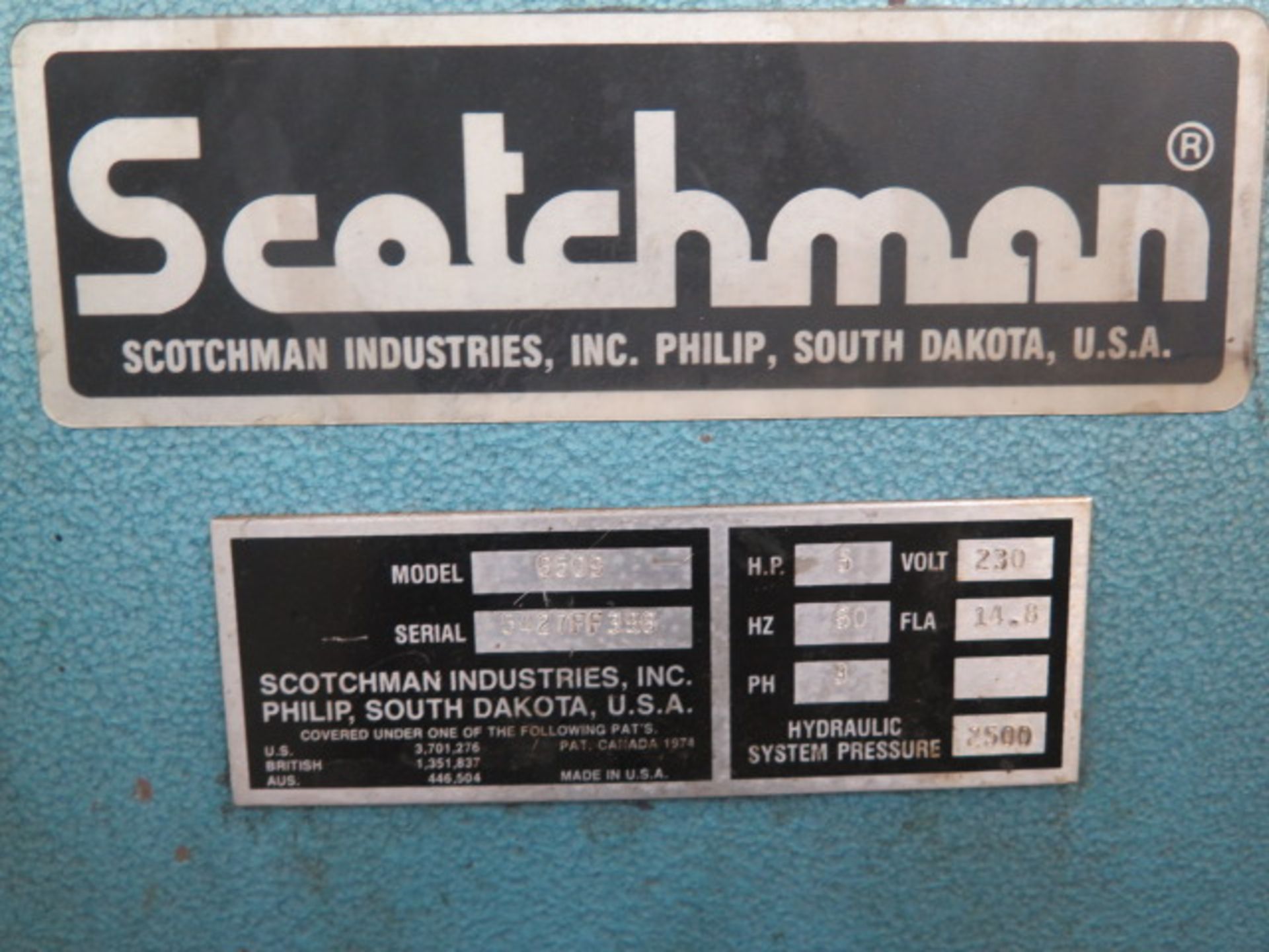 Scotchman 6509 65-Ton Hydraulic Iron Worker s/n 5427FF396 w/ 1 1/16” Thru 3/4” Punch Cap, SOLD AS IS - Image 10 of 10