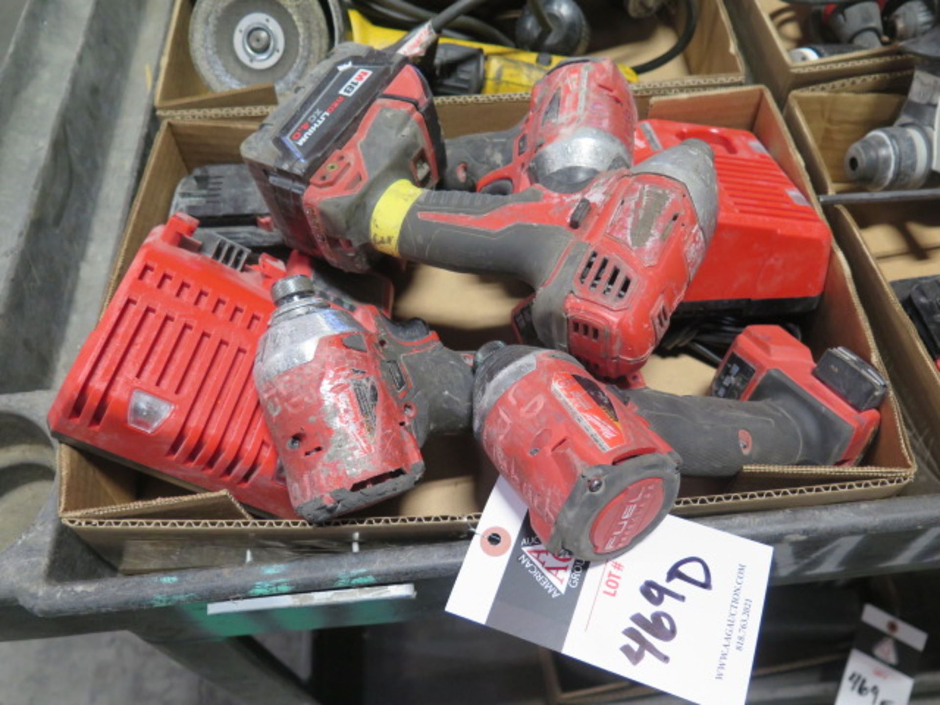 Milwaukee 18V Nut Drivers (4) w/ Battery and Charger (SOLD AS-IS - NO WARRANTY)