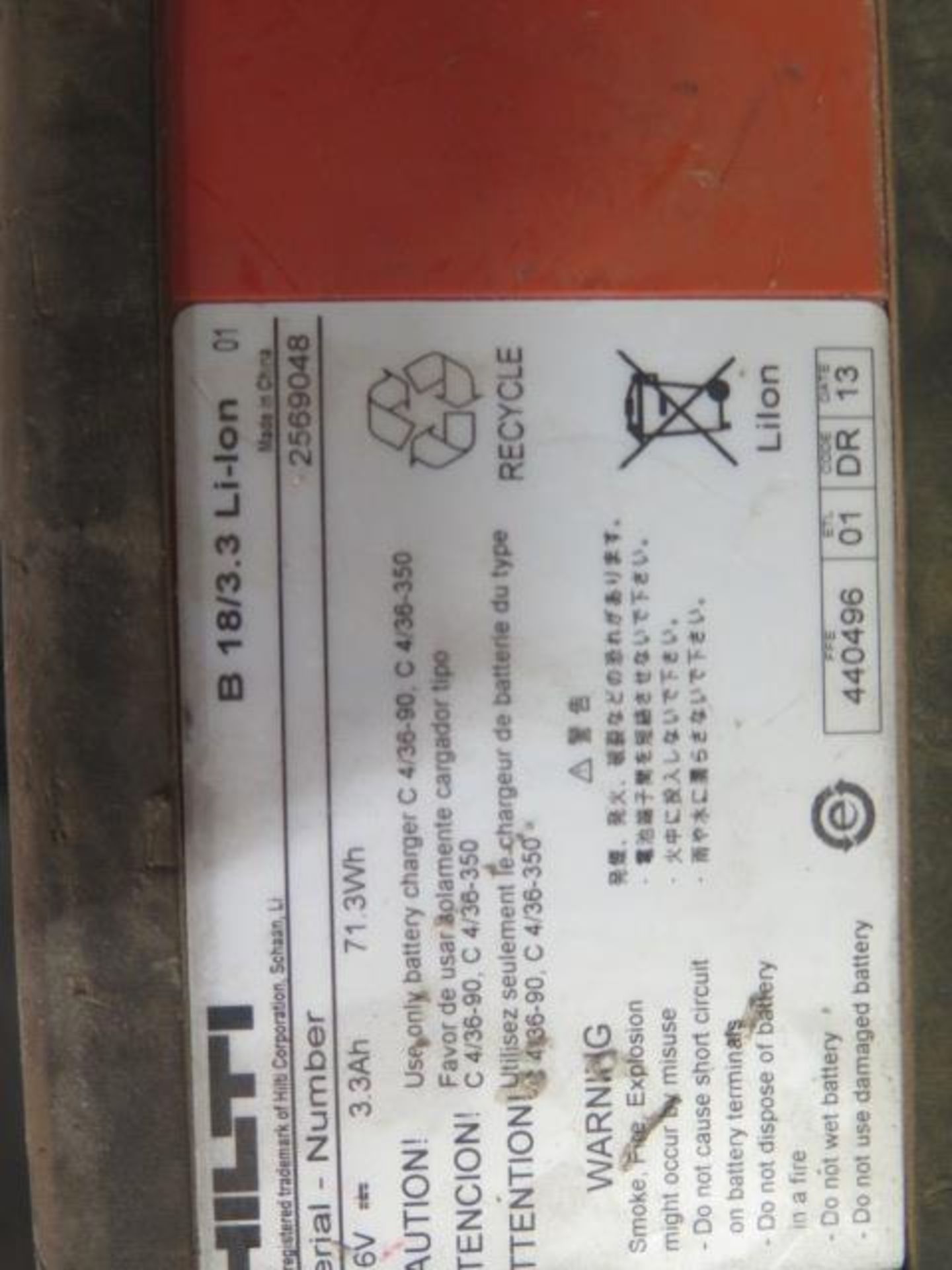 Hilti Batteries (5) (SOLD AS-IS - NO WARRANTY) - Image 3 of 3