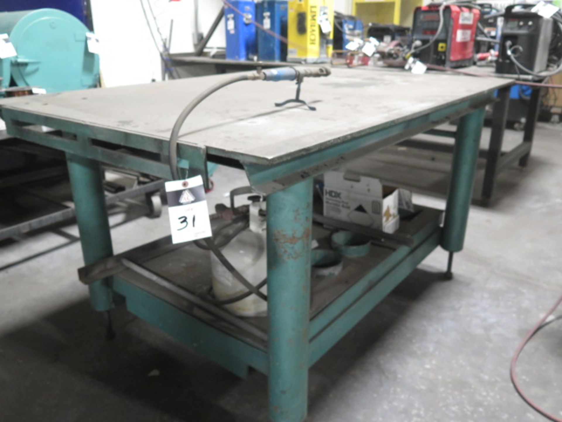 48" x 70" Steel Soldering Table w/ (2) Propane Tanks and (1) Soldering Wand (SOLD AS-IS - NO