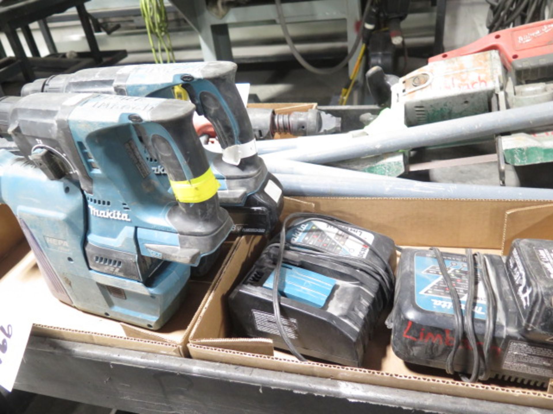 Makita 18V Rotary Hammers (2) w/ Dust Extractors, Battery and Chargers (SOLD AS-IS - NO WARRANTY) - Image 4 of 6