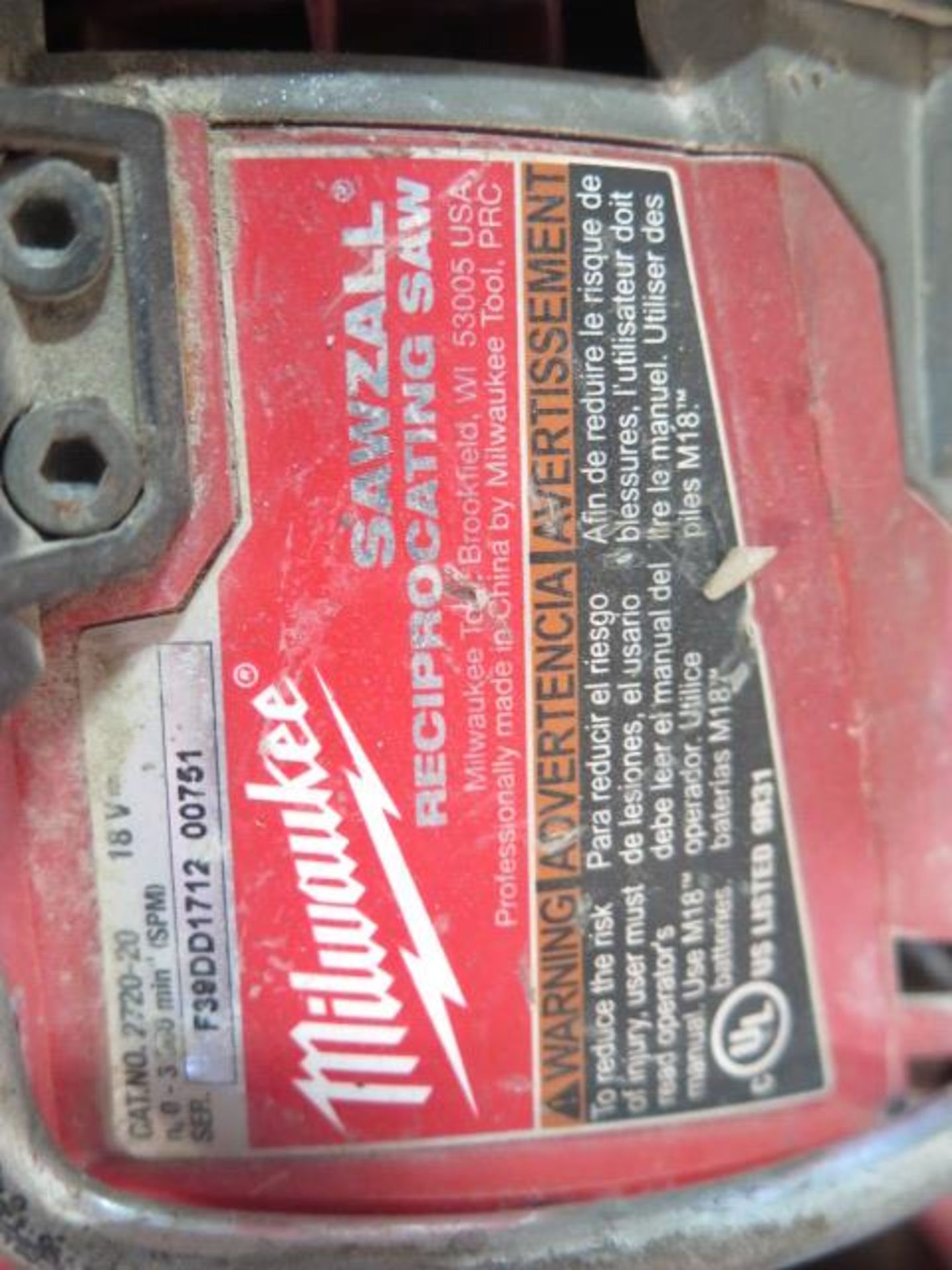 Milwaukee 18V Saw-Zalls (3) w/ Batteries and Chargers (SOLD AS-IS - NO WARRANTY) - Image 6 of 6