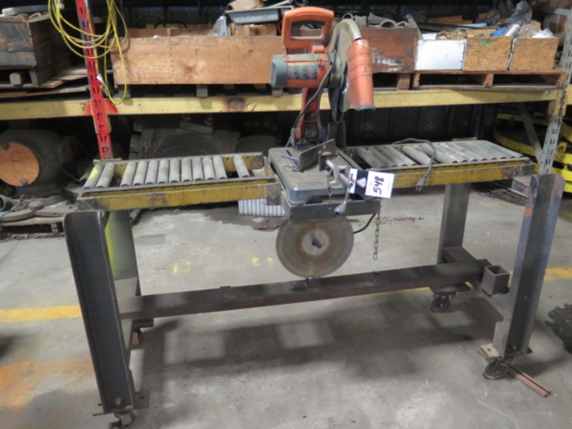 Ridgid 14" Abrasive Cutoff Saw w/ Roller Conveyor Cart (SOLD AS-IS - NO WARRANTY)