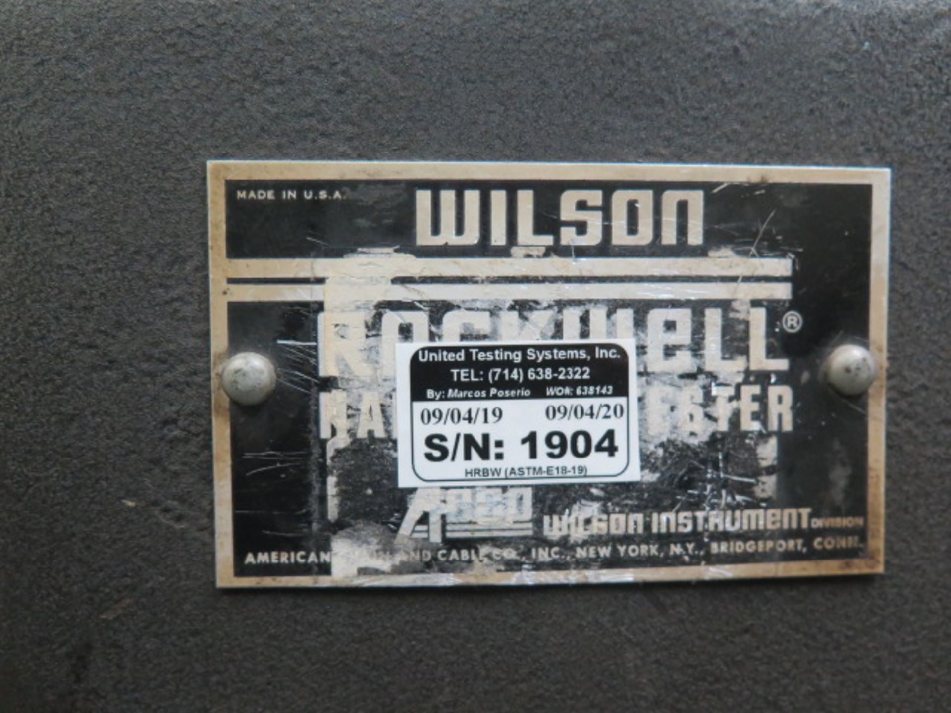 Wilson 4OURbRB Rockwell Hardness Tester s/n 1904w/ Stand (SOLD AS-IS - NO WARRANTY) - Image 8 of 8