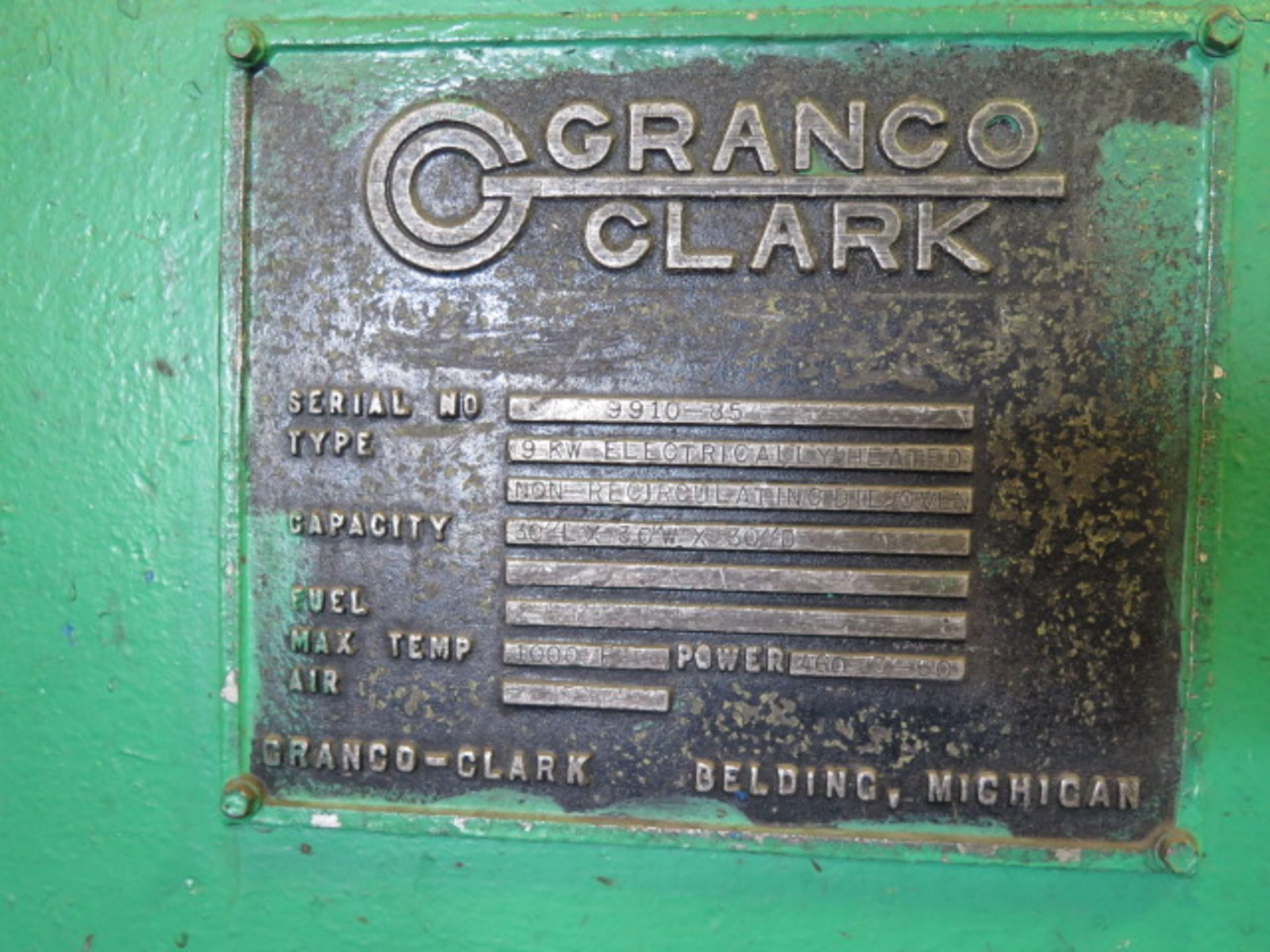 Granco Clark 9kW Non Recirculating Die Oven w/ 30" x 30" x 30" Chamber, 1000 Deg F, 460V, SOLD AS IS - Image 6 of 6