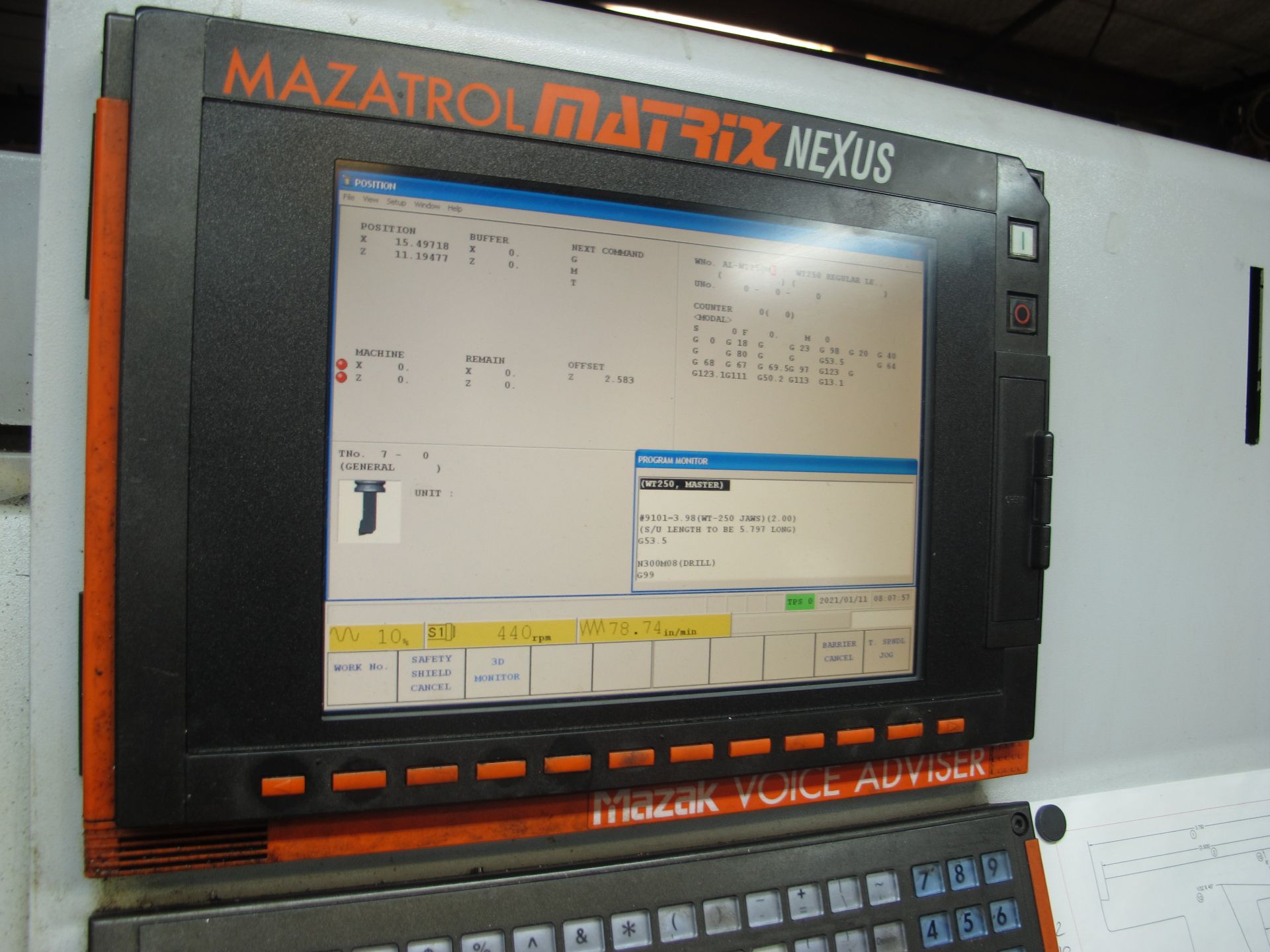 2010 MAZAK NEXUS QTN-250-II CNC TURNING CENTER, 2 AXIS, TAIL STOCK, (SOLD AS-IS - NO WARRANTY) - Image 2 of 5