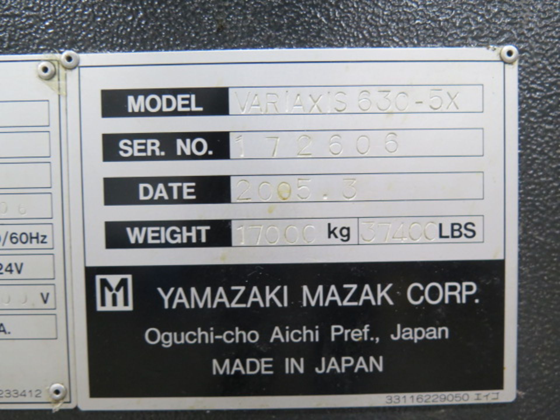 2005 Mazak Variaxis 630-5X 2-Pallet 5-Axis CNC VMC s/n 172606 w/ Mazatrol 640M, SOLD AS IS - Image 32 of 32
