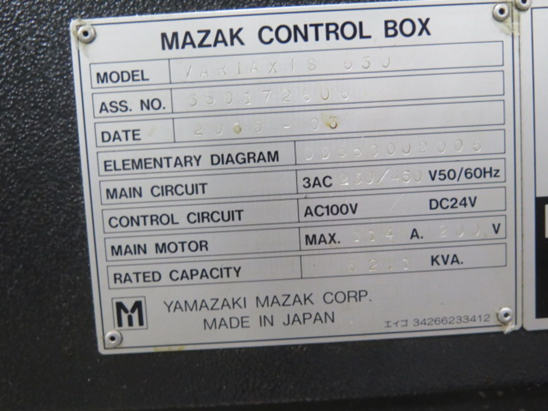 2005 Mazak Variaxis 630-5X 2-Pallet 5-Axis CNC VMC s/n 172606 w/ Mazatrol 640M, SOLD AS IS - Image 31 of 32