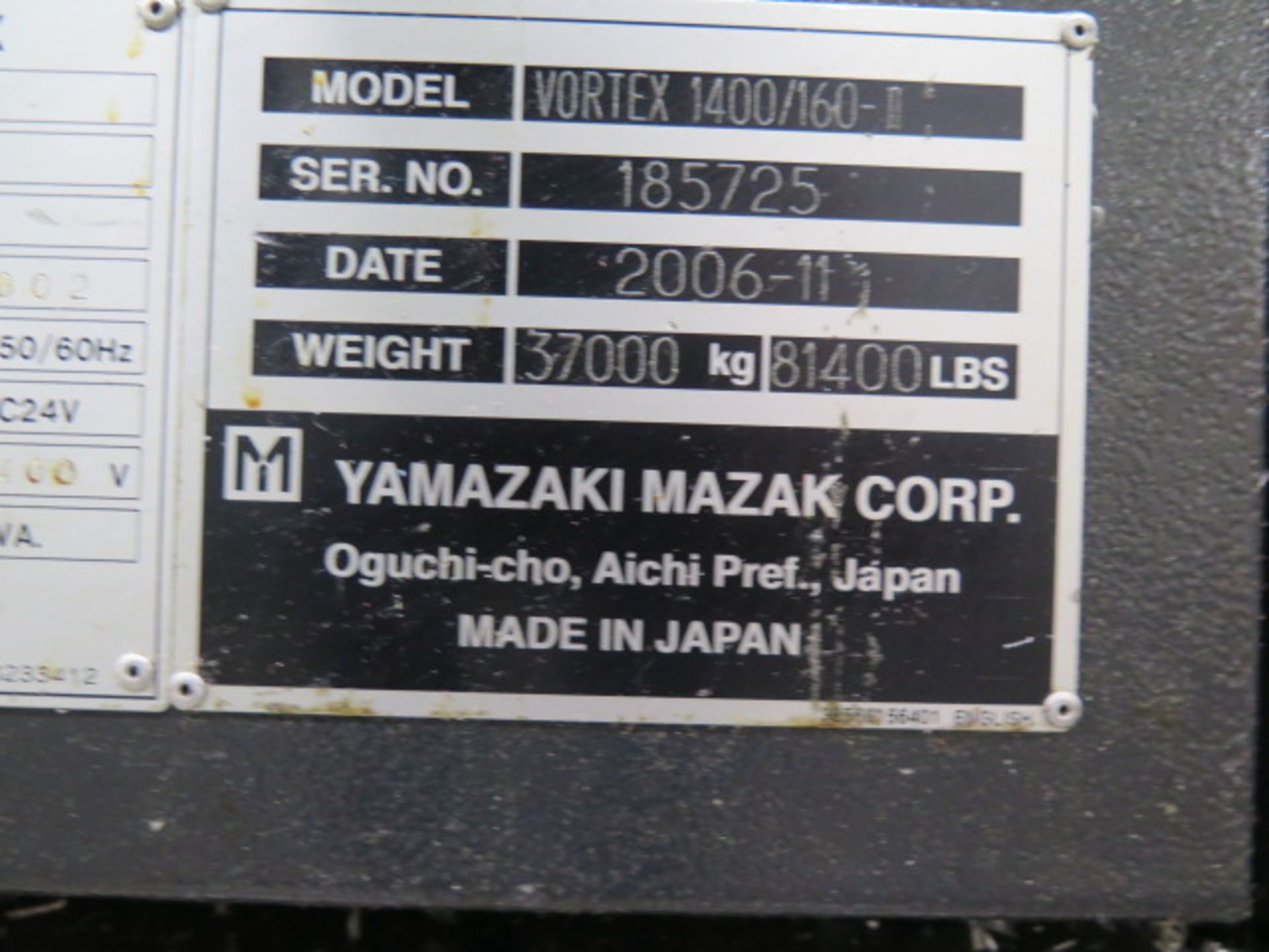 2006 Mazak VORTEX 1400/160-II 5-Axis CNC BRIGE TYPE VMC s/n 185725 SOLD AS IS - Image 20 of 20