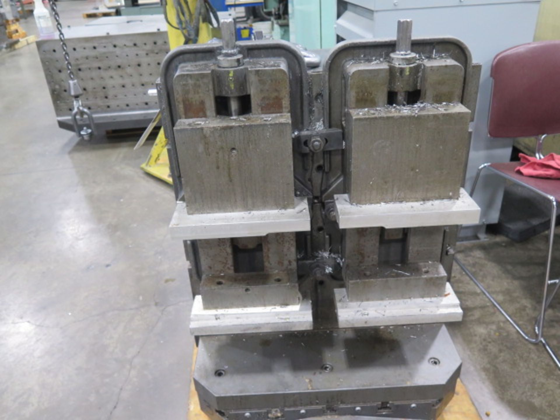 24 1/2" x 10" x 25" Tombstone w/ 24 1/2" x 24 1/2" Base w/ (2) Kurt 8" Angle-Lock Vises and Mazak - Image 4 of 7