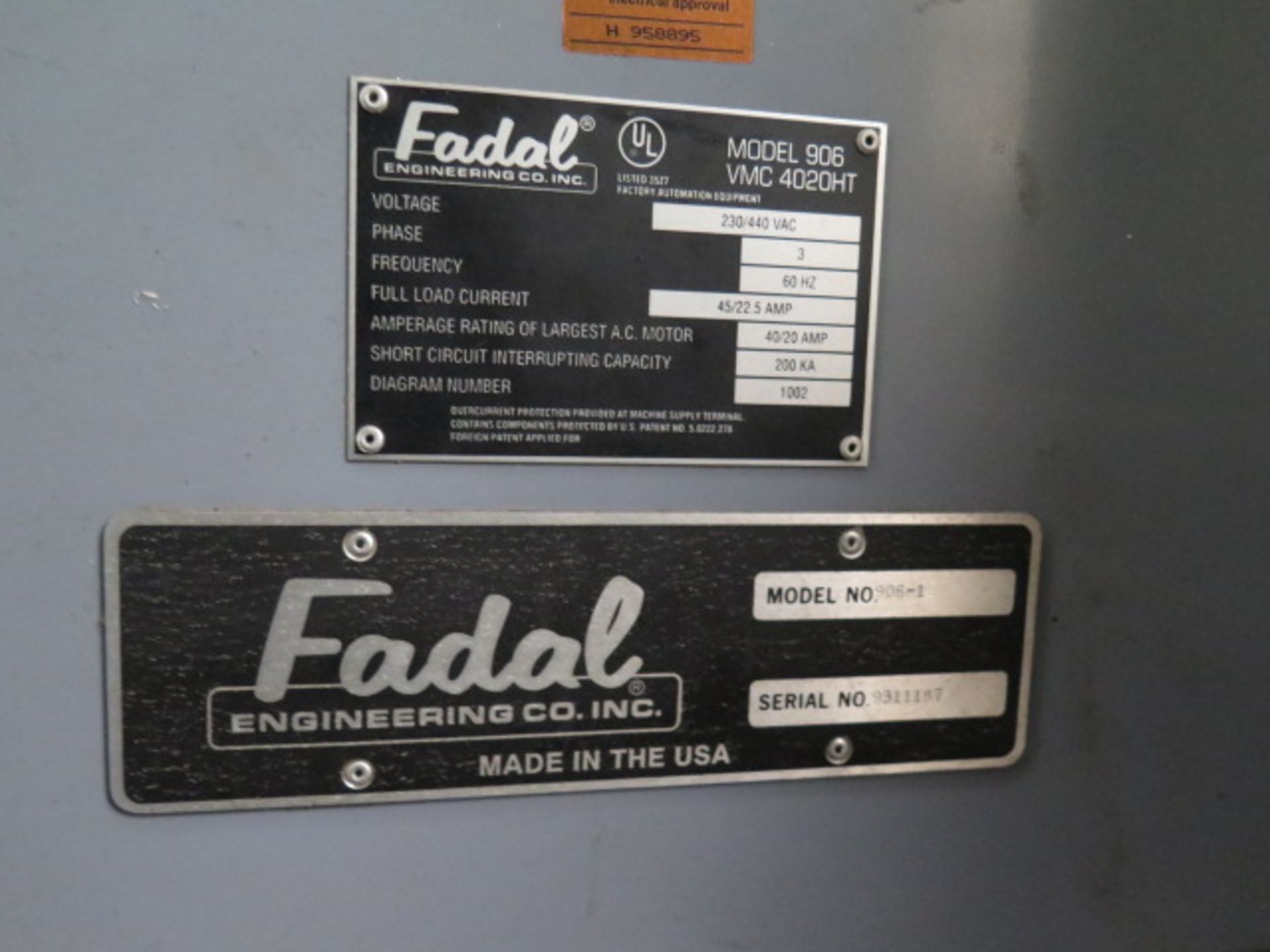 1993 Fadal VMC4020 4-Axis CNC VMC s/n 9300087 w/ Fadal CNC88HS Controls, SOLD AS IS - Image 10 of 10