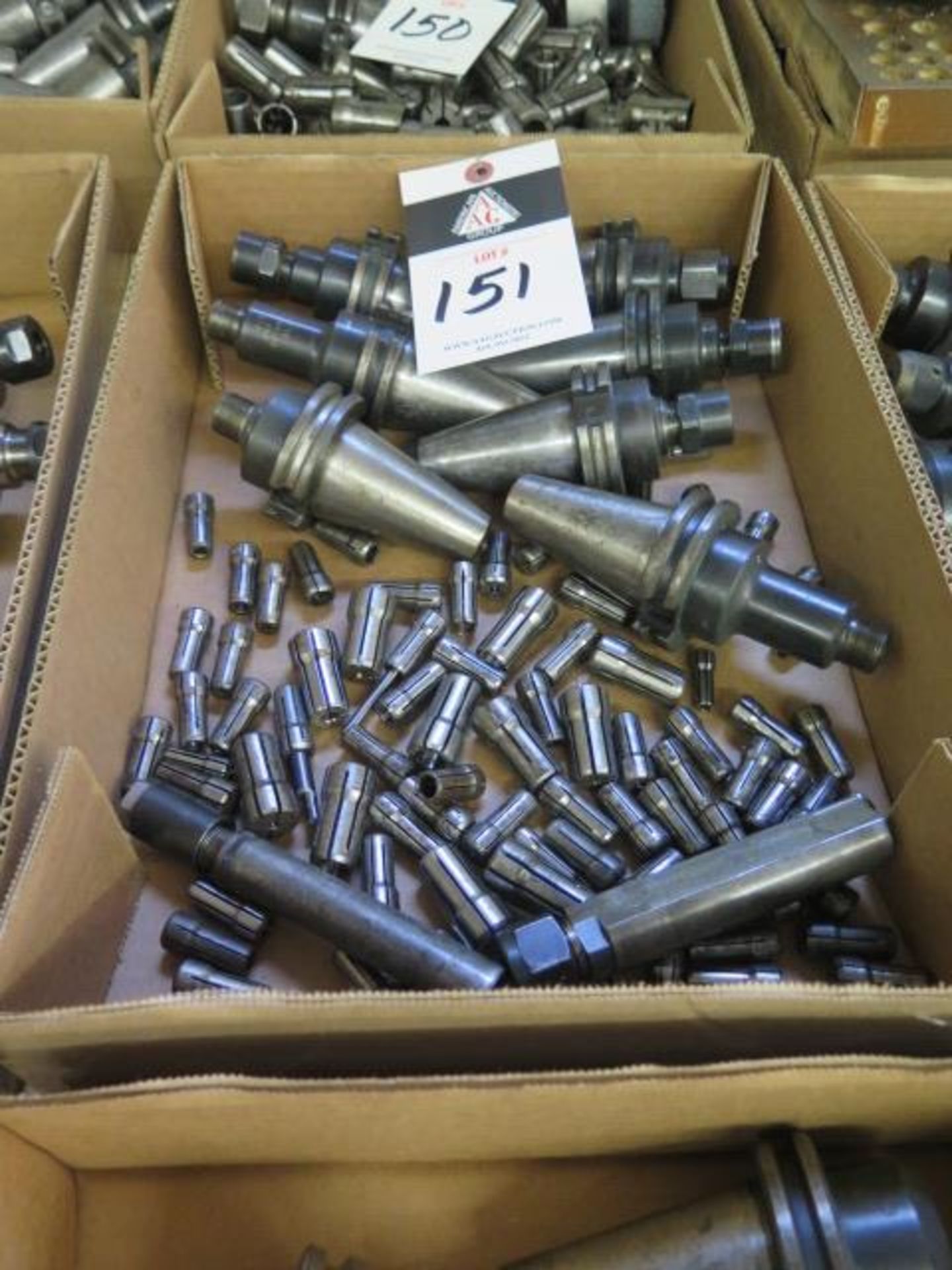 CAT-40 Taper Collet Chucks (7) w/ Flex Collets (SOLD AS-IS - NO WARRANTY)