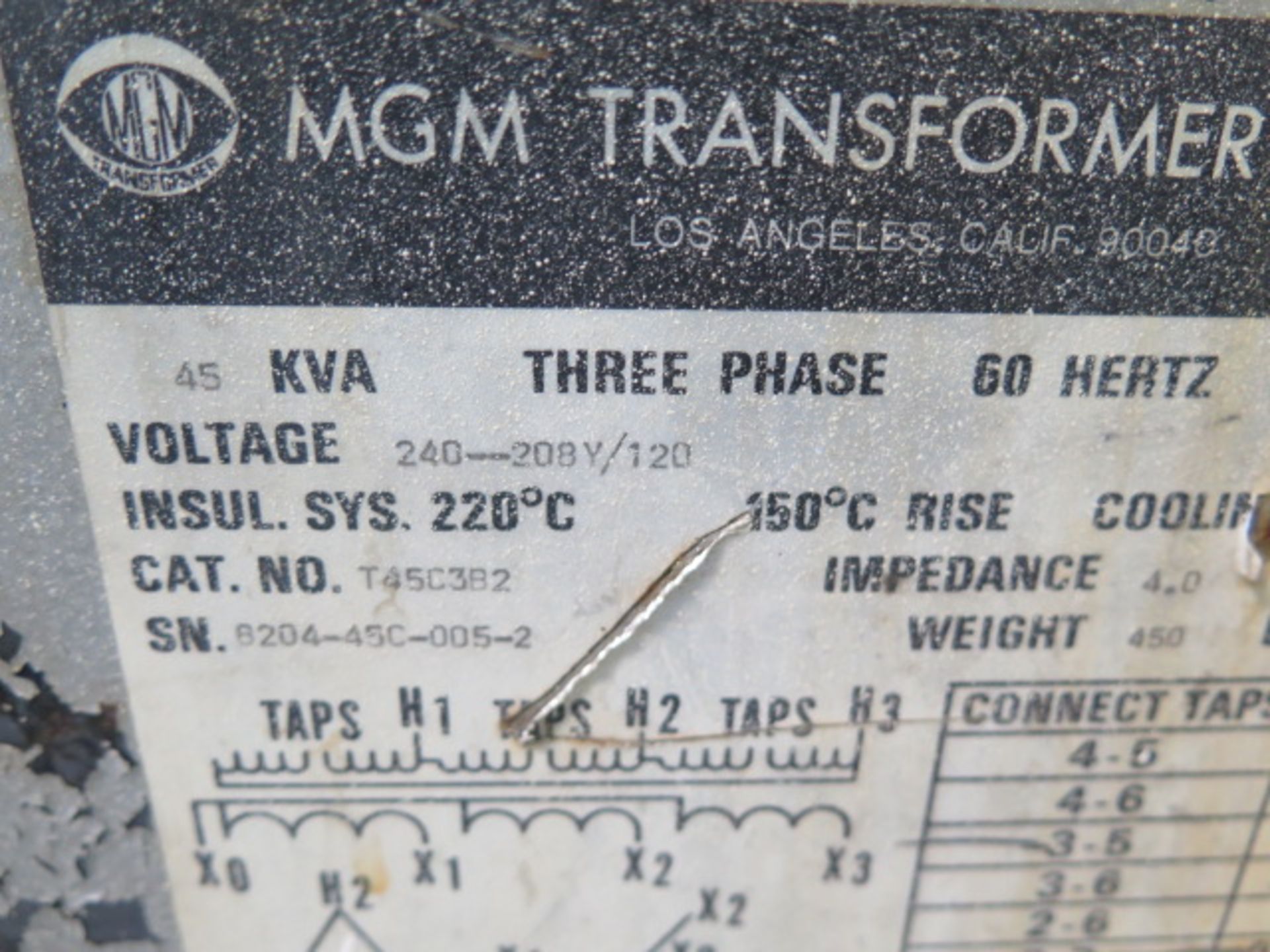 MGM 45kVA Teansformer 240-208Y/120 (SOLD AS-IS - NO WARRANTY) - Image 2 of 2