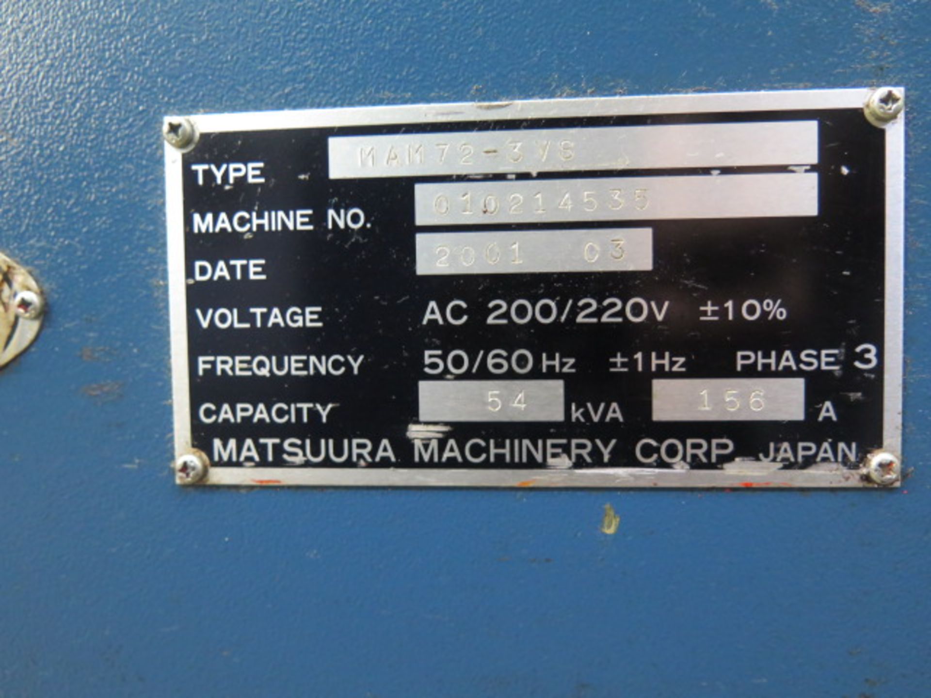 2001 Matsuura MAM-72-3VS 5-Axis Multi Pallet CNC Vertical Machining Center s/n 010214535, SOLD AS IS - Image 34 of 35